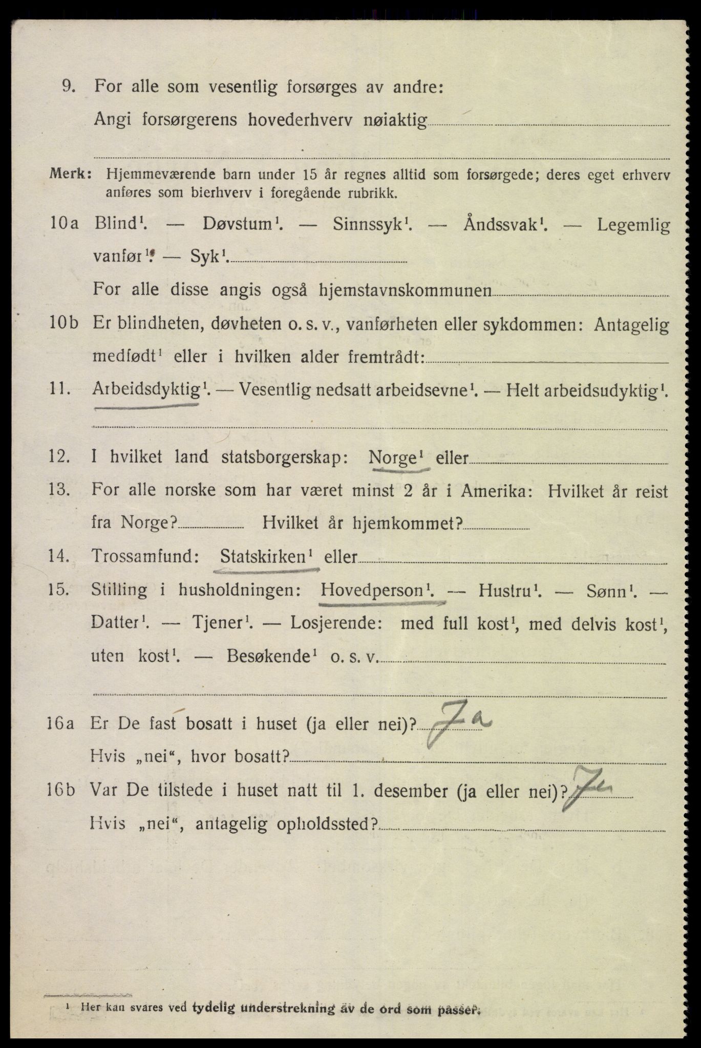 SAK, 1920 census for Oddernes, 1920, p. 5180