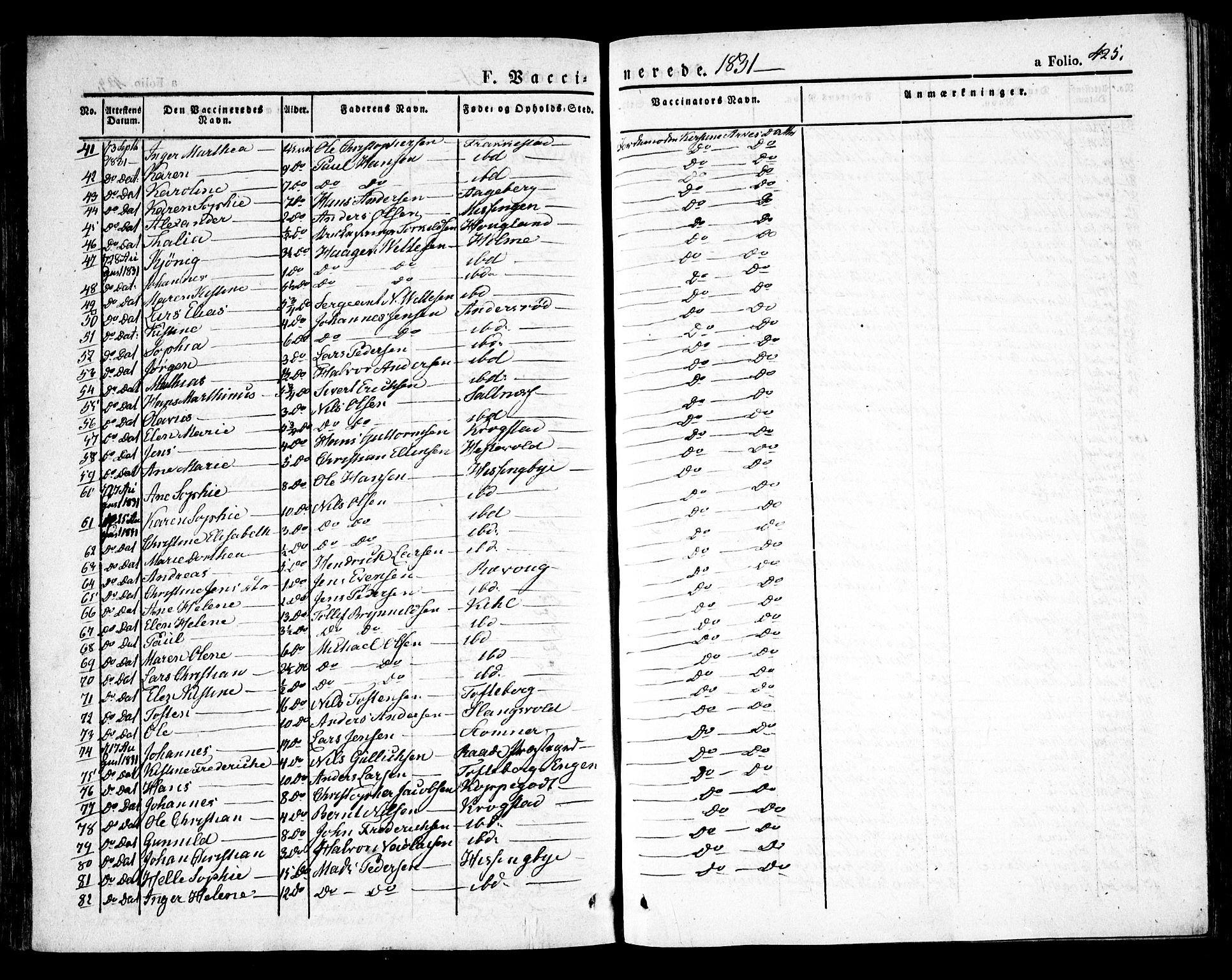Råde prestekontor kirkebøker, SAO/A-2009/F/Fa/L0005: Parish register (official) no. 5, 1830-1853, p. 425