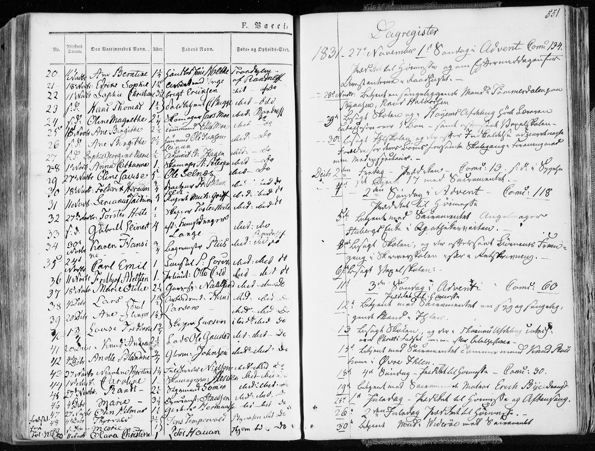 Ministerialprotokoller, klokkerbøker og fødselsregistre - Sør-Trøndelag, SAT/A-1456/601/L0047: Parish register (official) no. 601A15, 1831-1839, p. 551