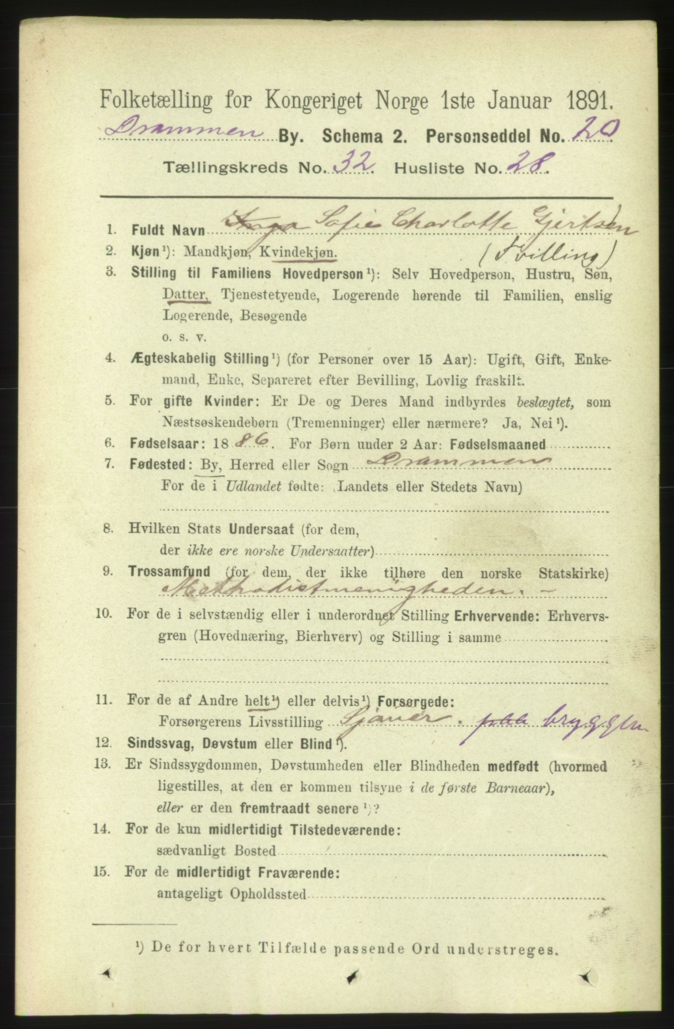 RA, 1891 census for 0602 Drammen, 1891, p. 19622