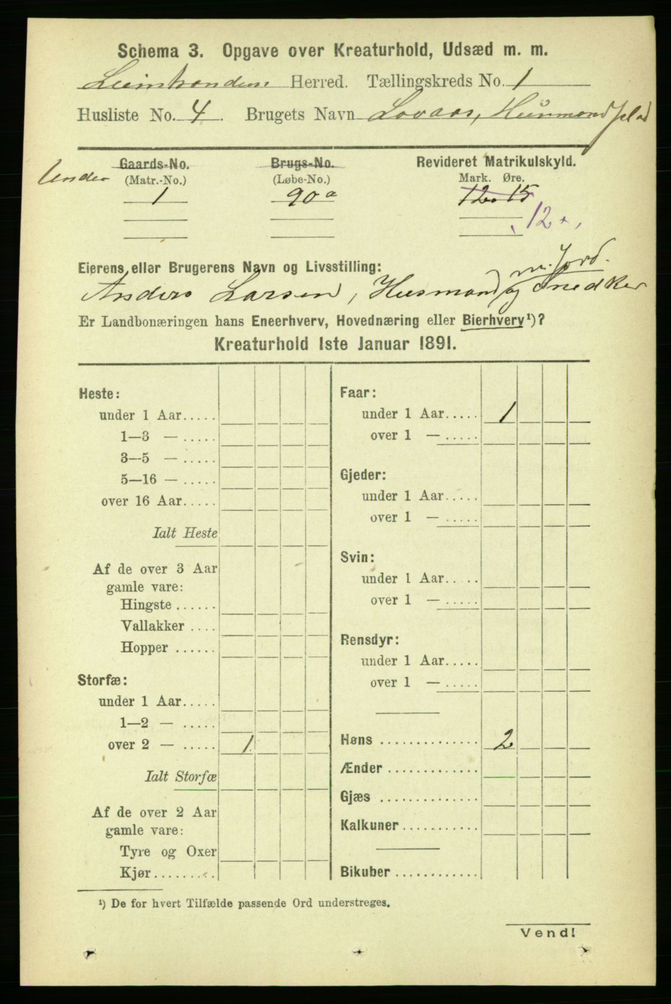 RA, 1891 census for 1654 Leinstrand, 1891, p. 1415