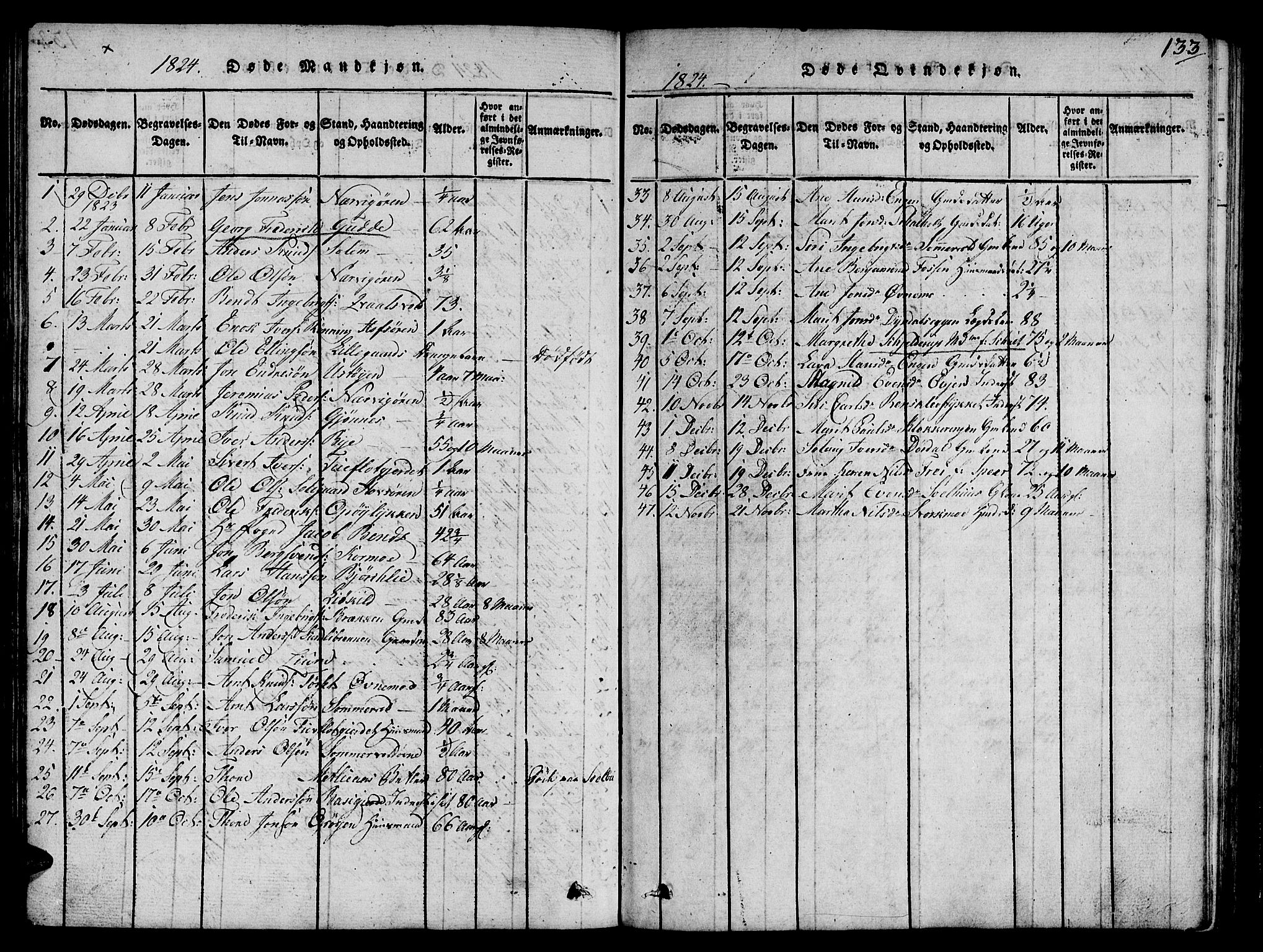 Ministerialprotokoller, klokkerbøker og fødselsregistre - Sør-Trøndelag, SAT/A-1456/668/L0803: Parish register (official) no. 668A03, 1800-1826, p. 133