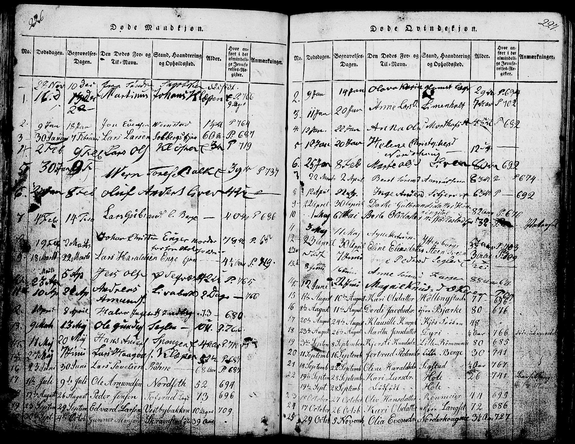 Løten prestekontor, AV/SAH-PREST-022/L/La/L0001: Parish register (copy) no. 1, 1812-1832, p. 226-227