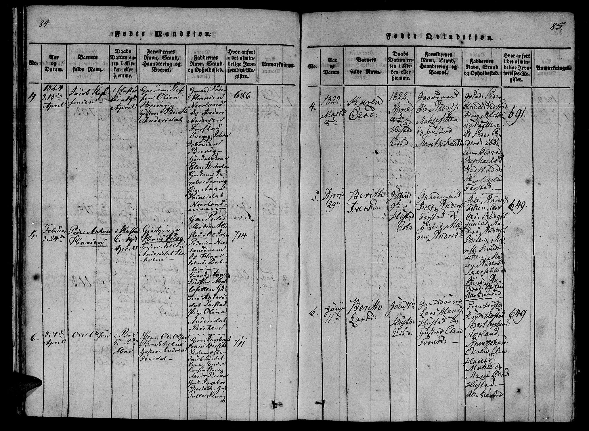 Ministerialprotokoller, klokkerbøker og fødselsregistre - Møre og Romsdal, AV/SAT-A-1454/566/L0764: Parish register (official) no. 566A03 /2, 1817-1829, p. 84-85