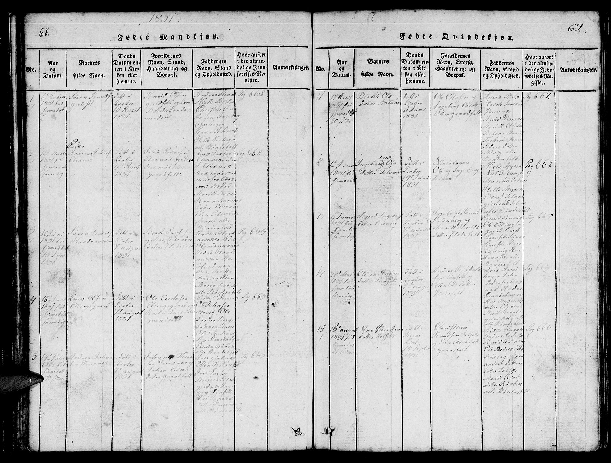 Ministerialprotokoller, klokkerbøker og fødselsregistre - Møre og Romsdal, SAT/A-1454/555/L0665: Parish register (copy) no. 555C01, 1818-1868, p. 68-69