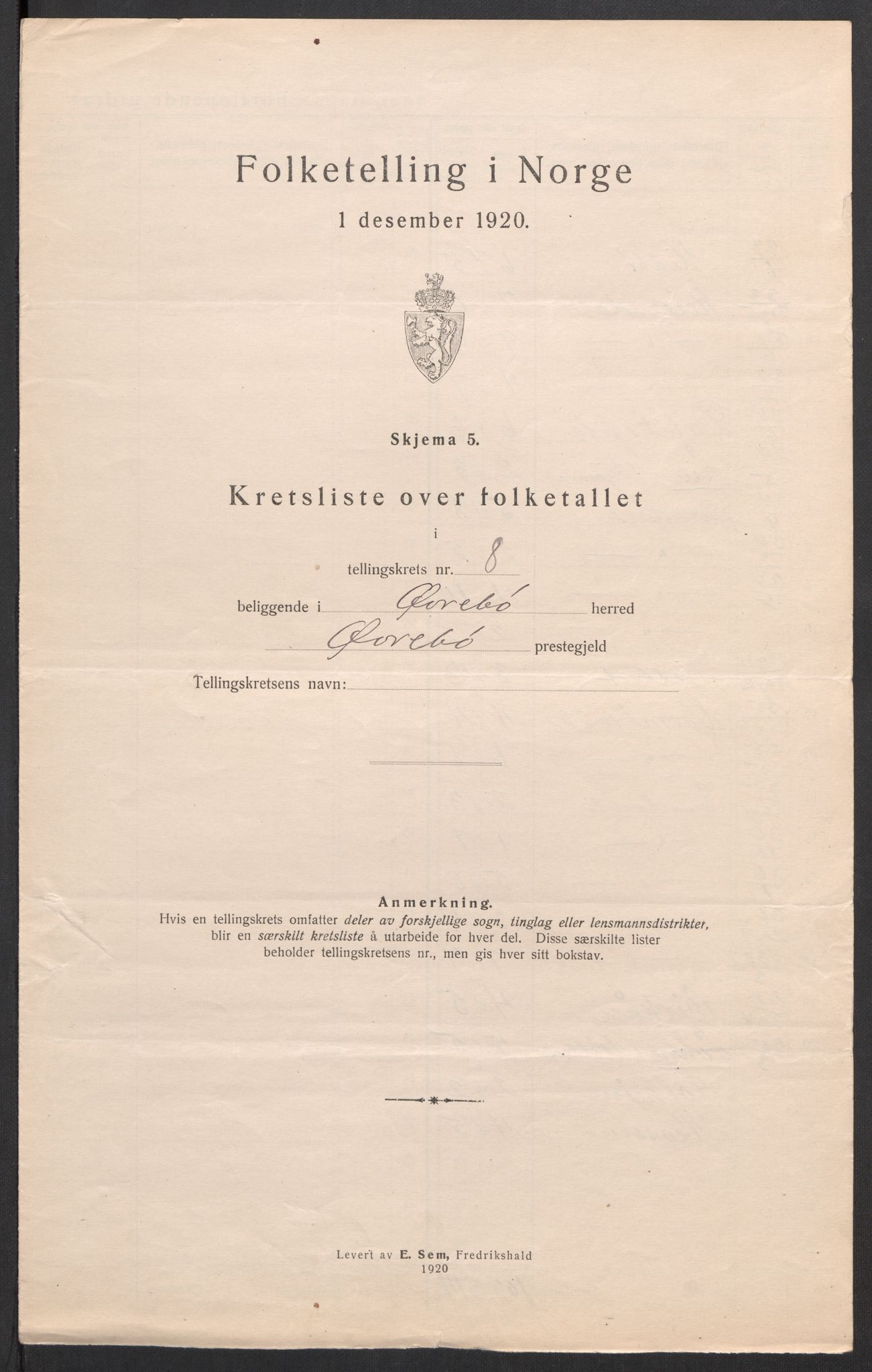 SAK, 1920 census for Øvrebø, 1920, p. 32