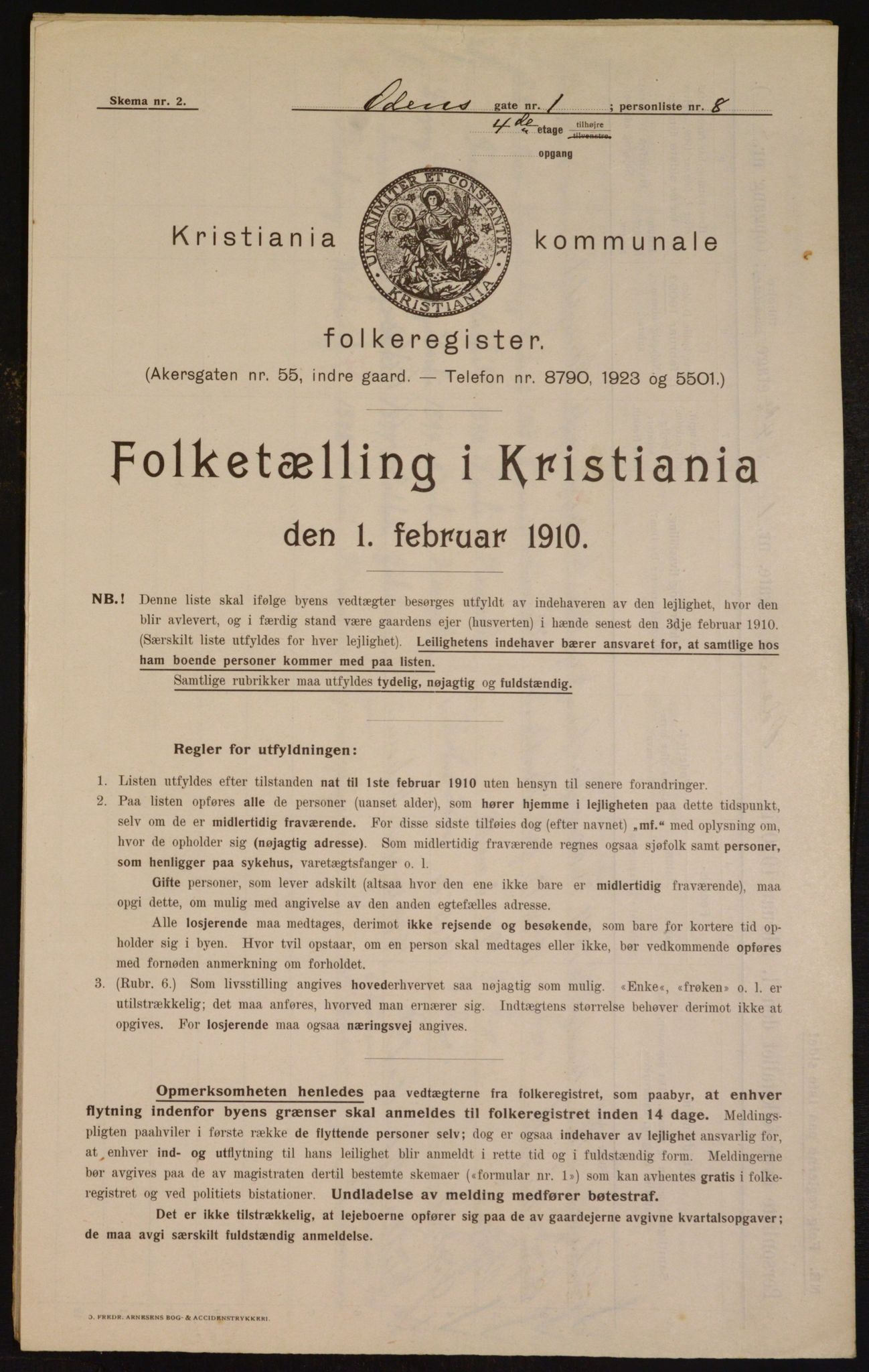 OBA, Municipal Census 1910 for Kristiania, 1910, p. 71882