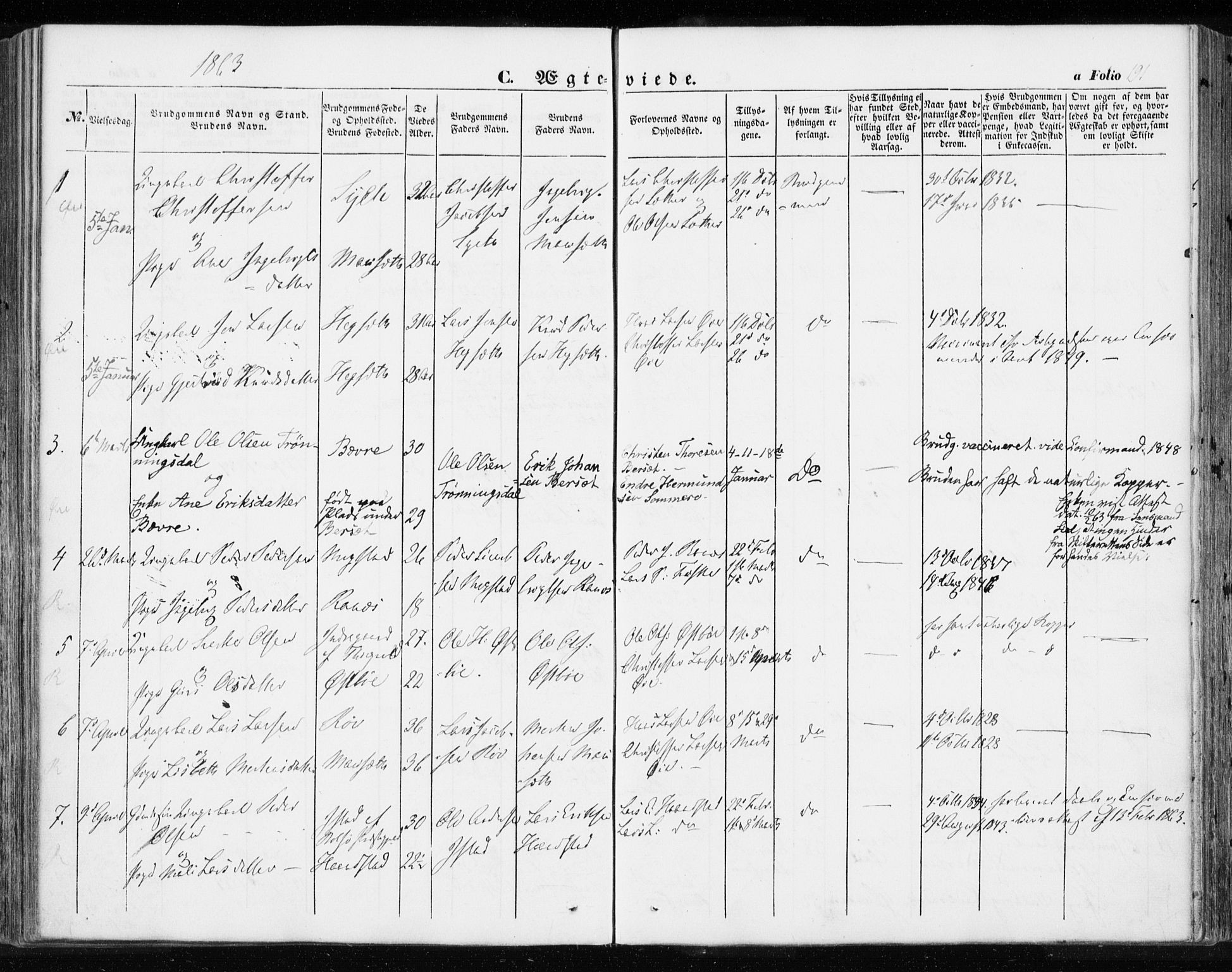 Ministerialprotokoller, klokkerbøker og fødselsregistre - Møre og Romsdal, SAT/A-1454/595/L1044: Parish register (official) no. 595A06, 1852-1863, p. 191