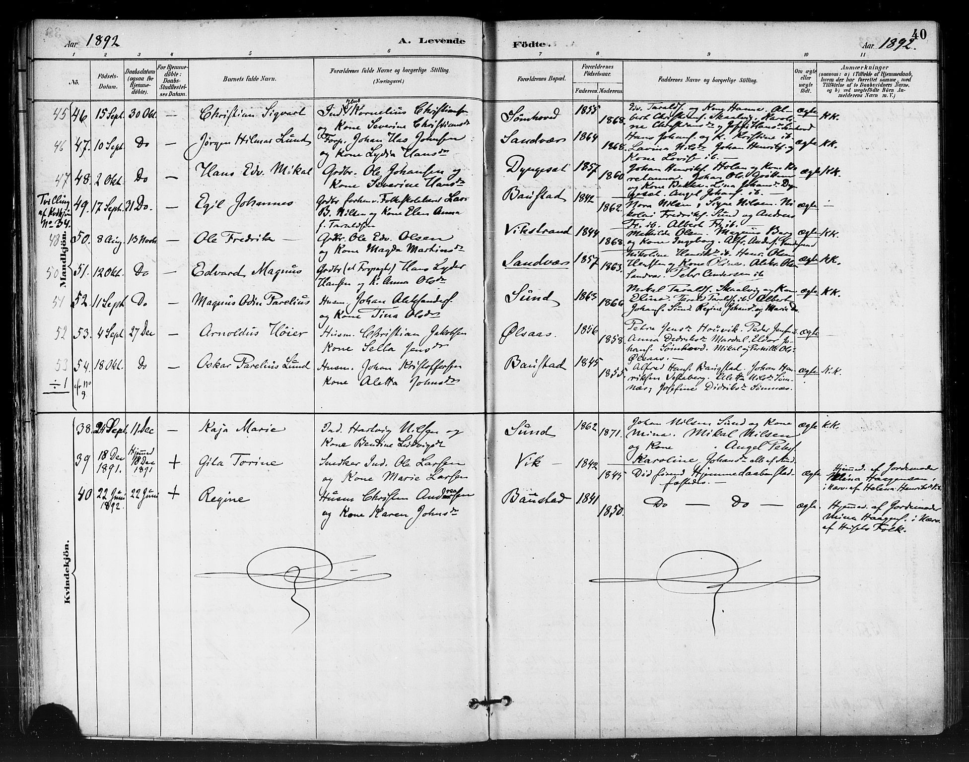 Ministerialprotokoller, klokkerbøker og fødselsregistre - Nordland, AV/SAT-A-1459/812/L0178: Parish register (official) no. 812A07, 1886-1900, p. 40