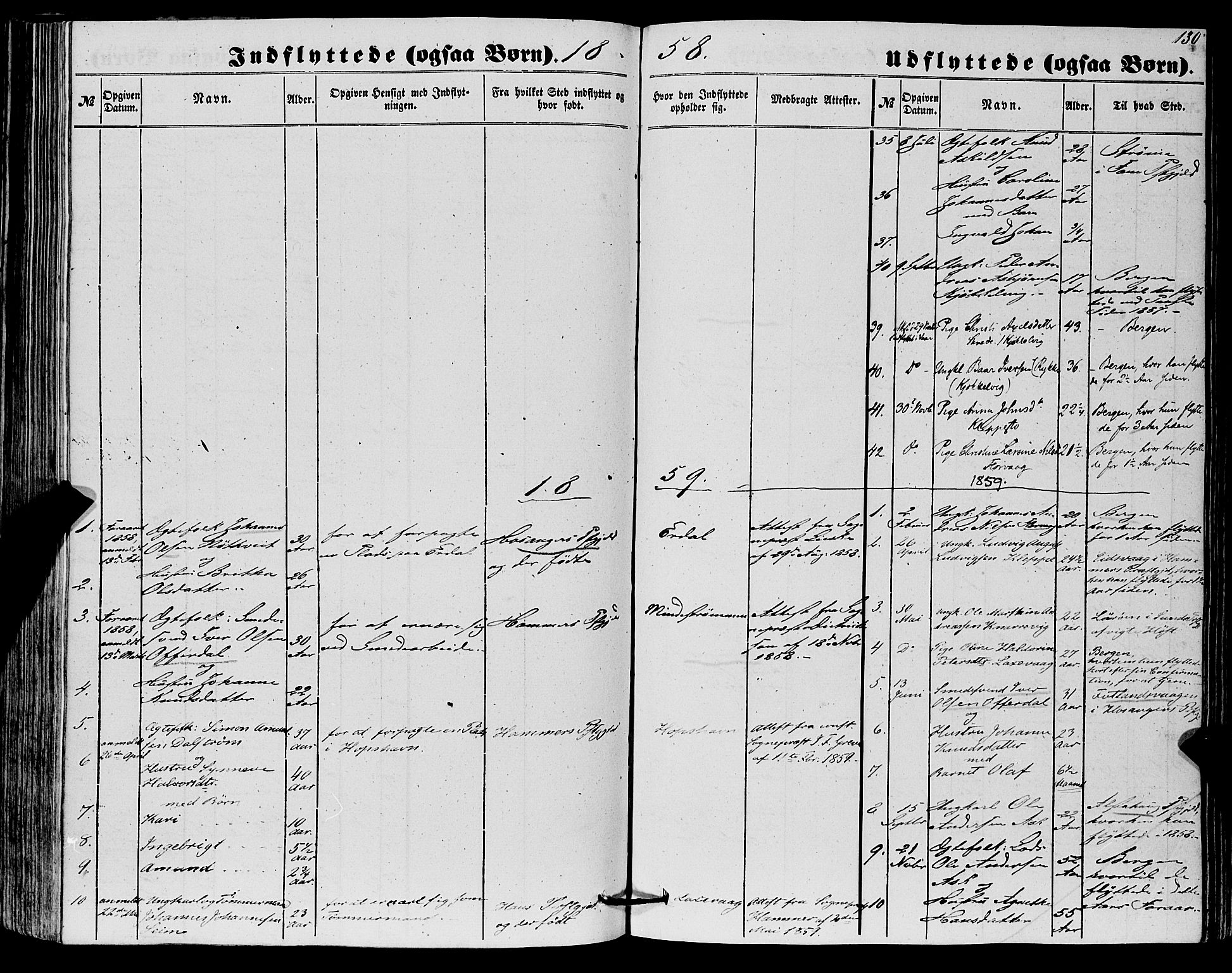 Askøy Sokneprestembete, SAB/A-74101/H/Ha/Haa/Haaa/L0012: Parish register (official) no. A 12, 1855-1877, p. 130