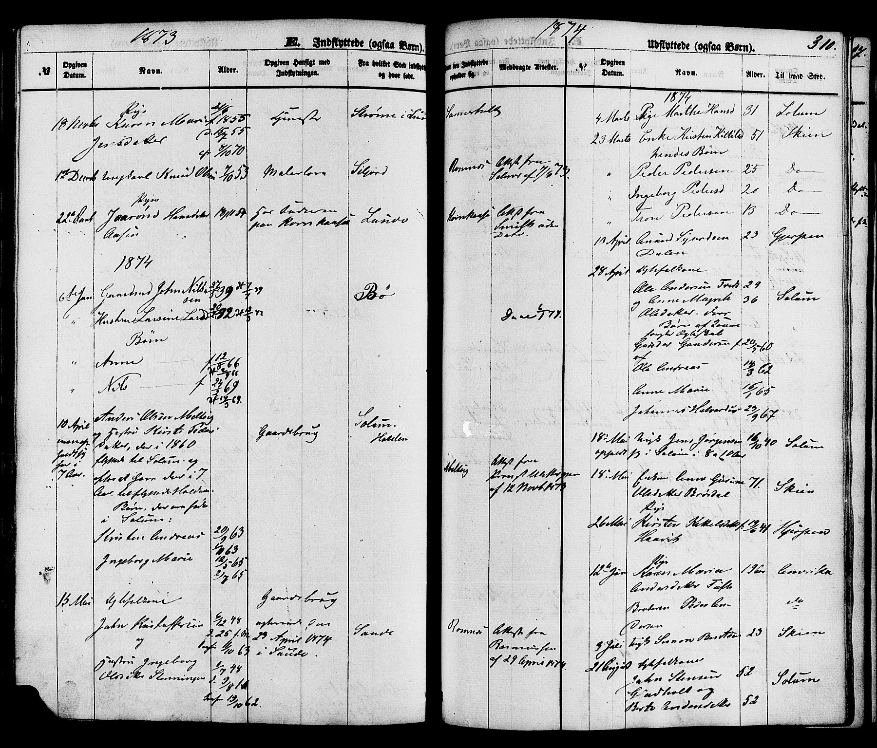 Holla kirkebøker, SAKO/A-272/F/Fa/L0007: Parish register (official) no. 7, 1869-1881, p. 310
