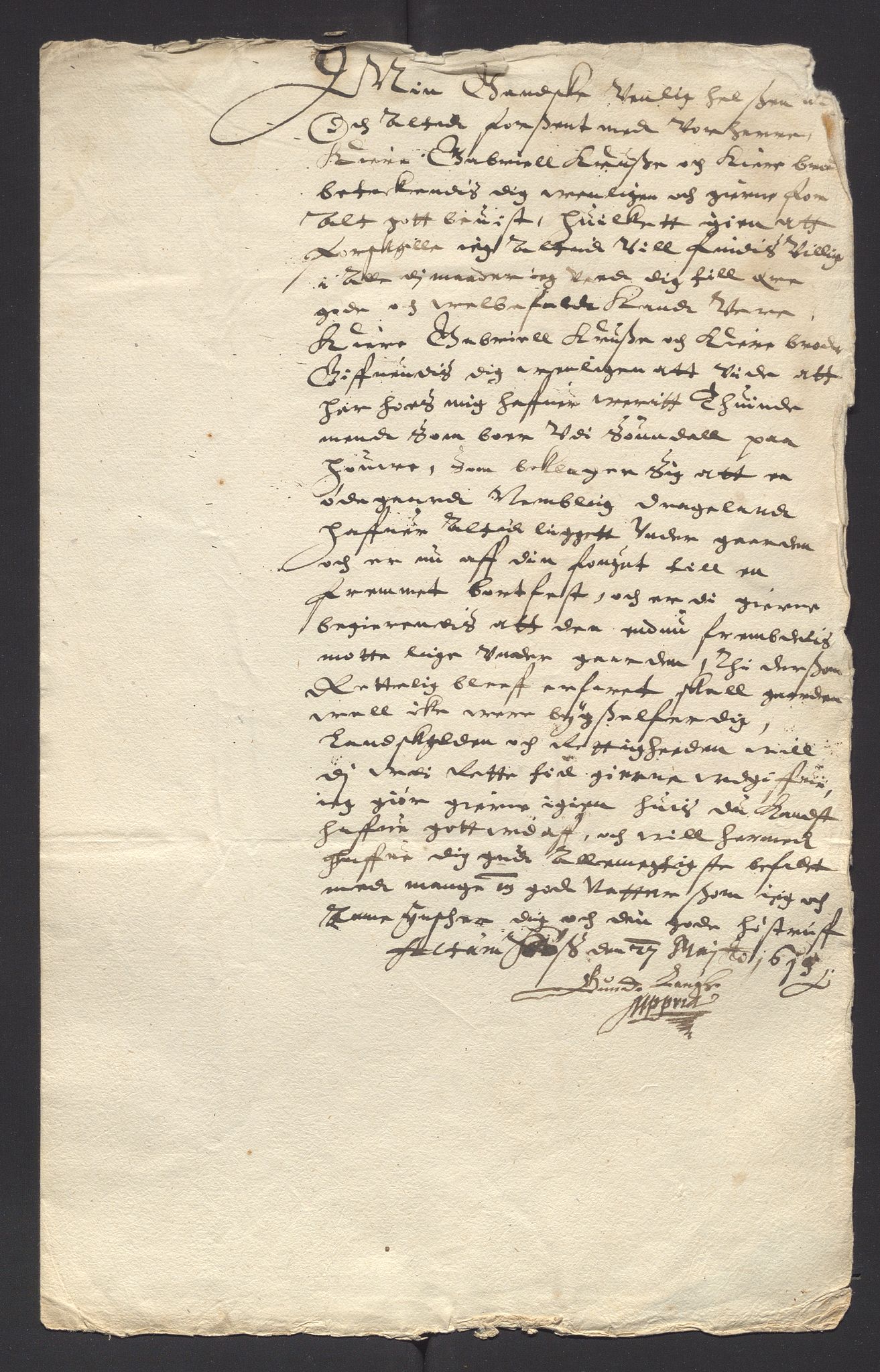 Stavanger len, AV/SAST-A-101870/Oa/L0016: Dommer, brev m.m., 1615-1644, p. 2