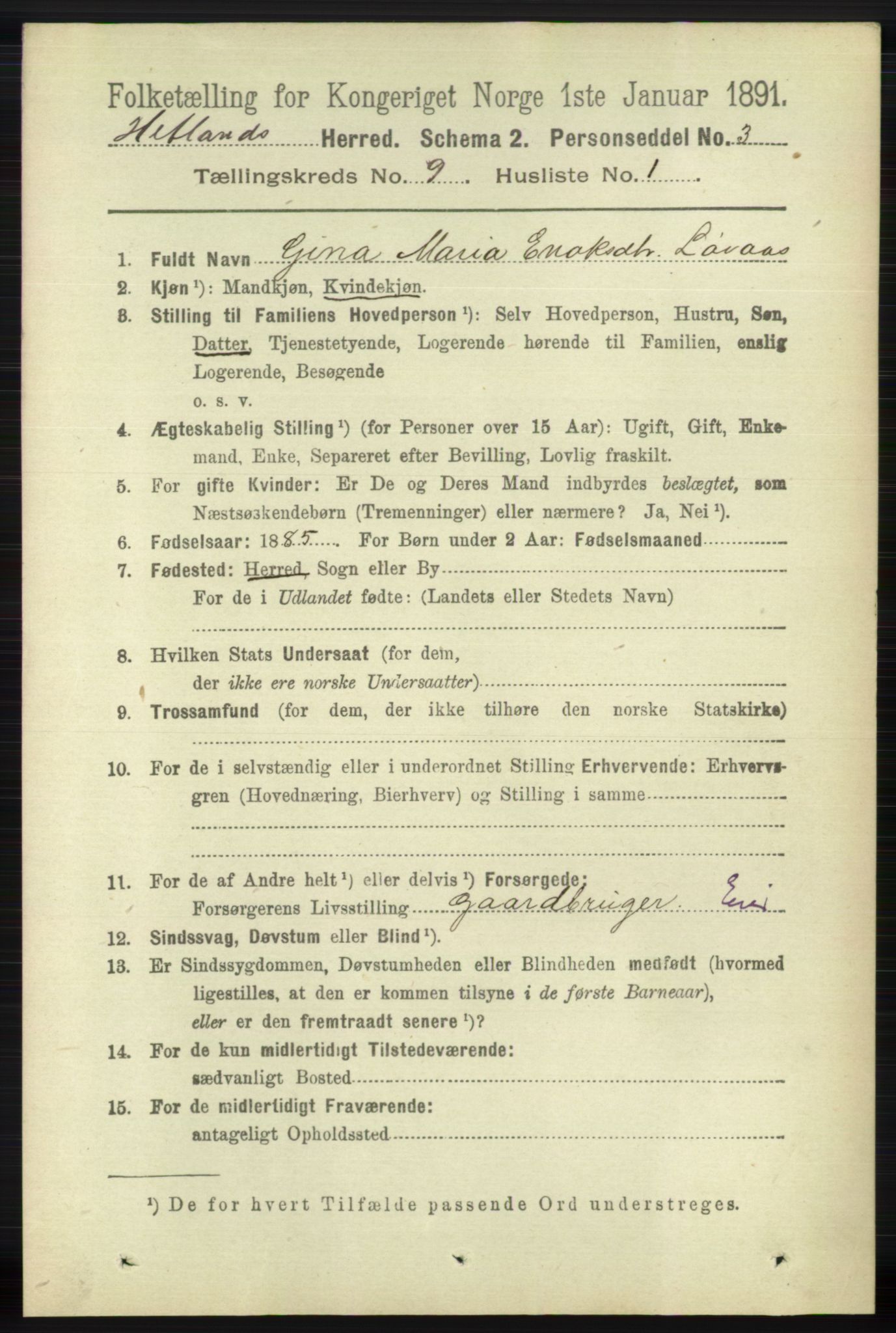 RA, 1891 census for 1126 Hetland, 1891, p. 5111