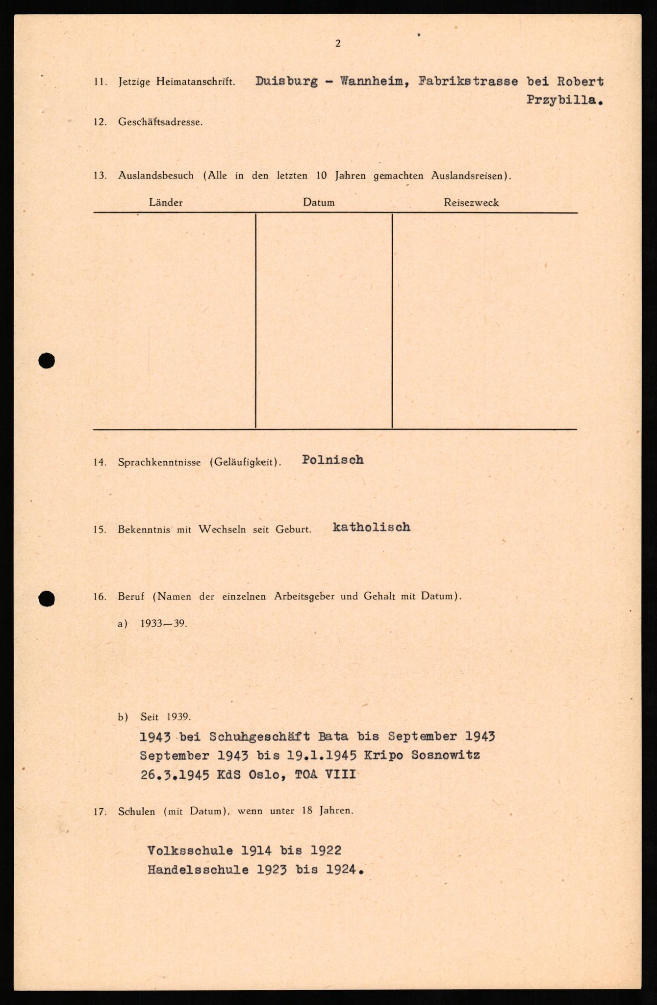 Forsvaret, Forsvarets overkommando II, AV/RA-RAFA-3915/D/Db/L0026: CI Questionaires. Tyske okkupasjonsstyrker i Norge. Tyskere., 1945-1946, p. 423