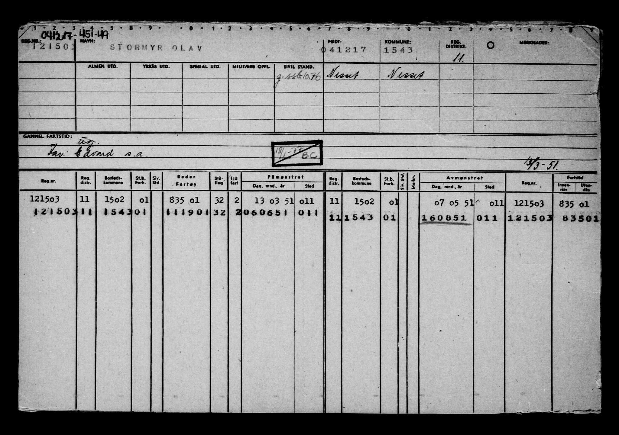 Direktoratet for sjømenn, AV/RA-S-3545/G/Gb/L0153: Hovedkort, 1917, p. 581