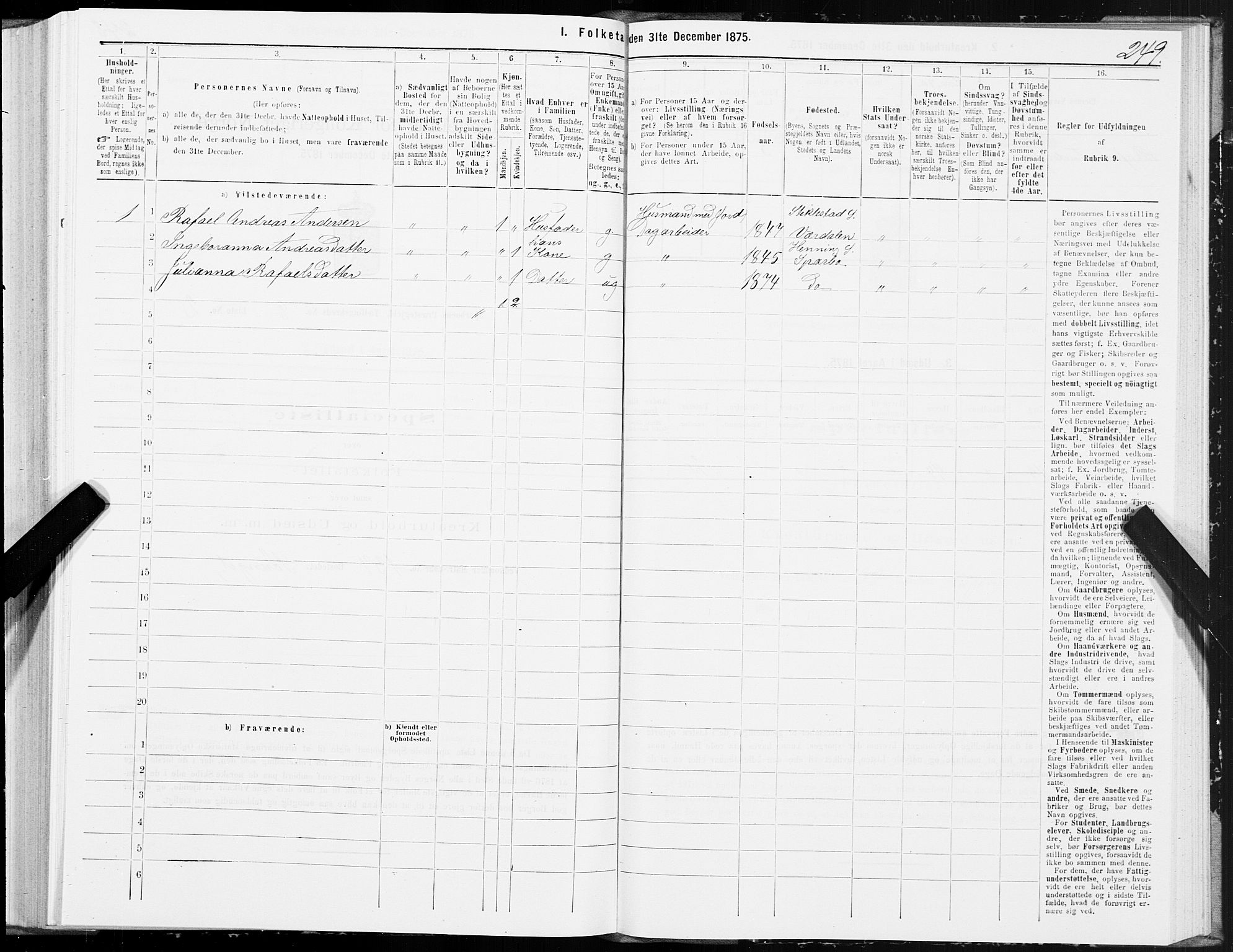 SAT, 1875 census for 1731P Sparbu, 1875, p. 3249