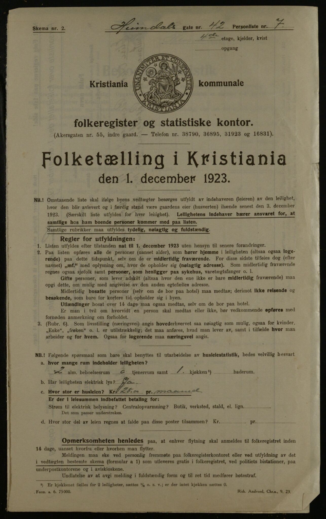 OBA, Municipal Census 1923 for Kristiania, 1923, p. 42172