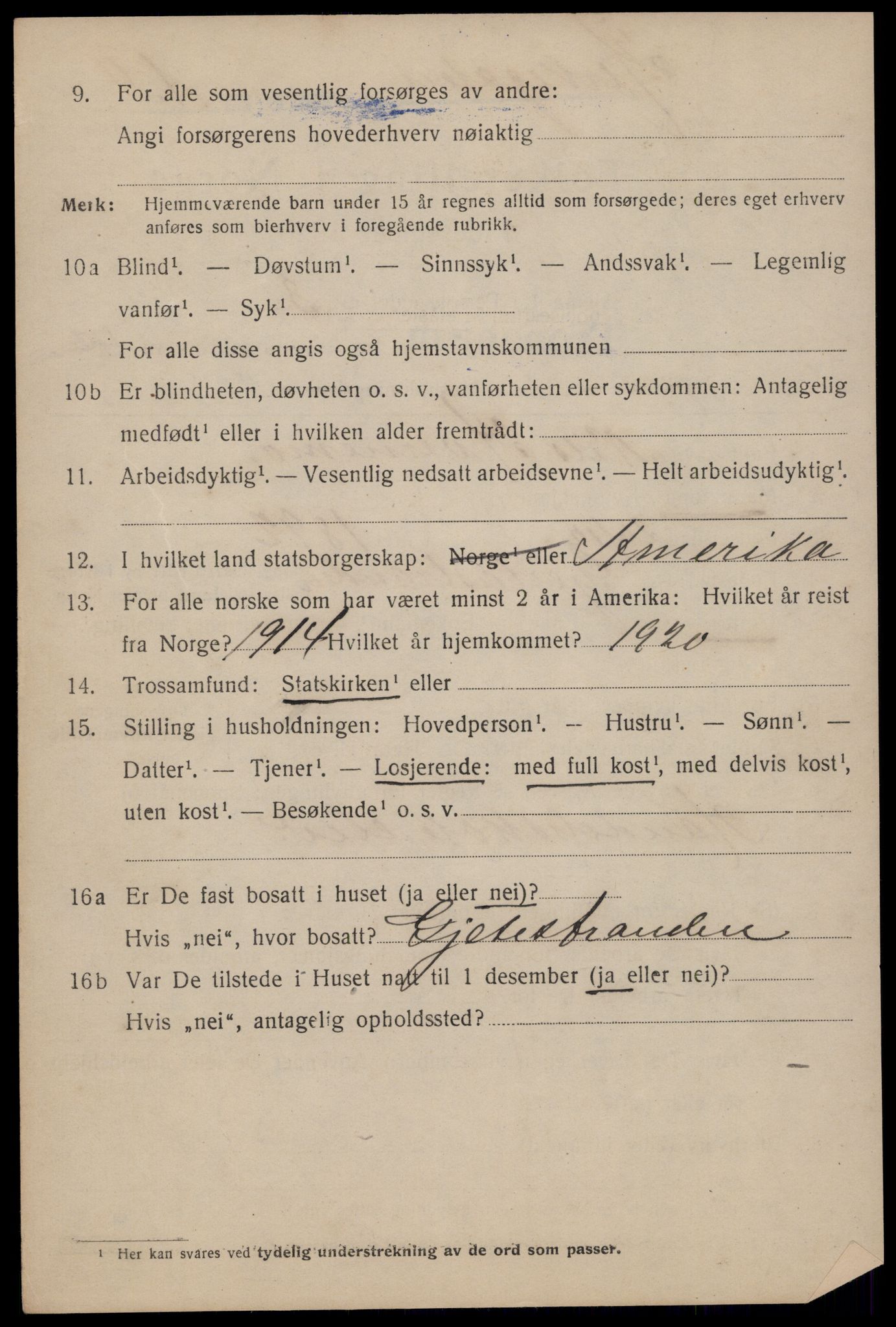 SAT, 1920 census for Trondheim, 1920, p. 92087