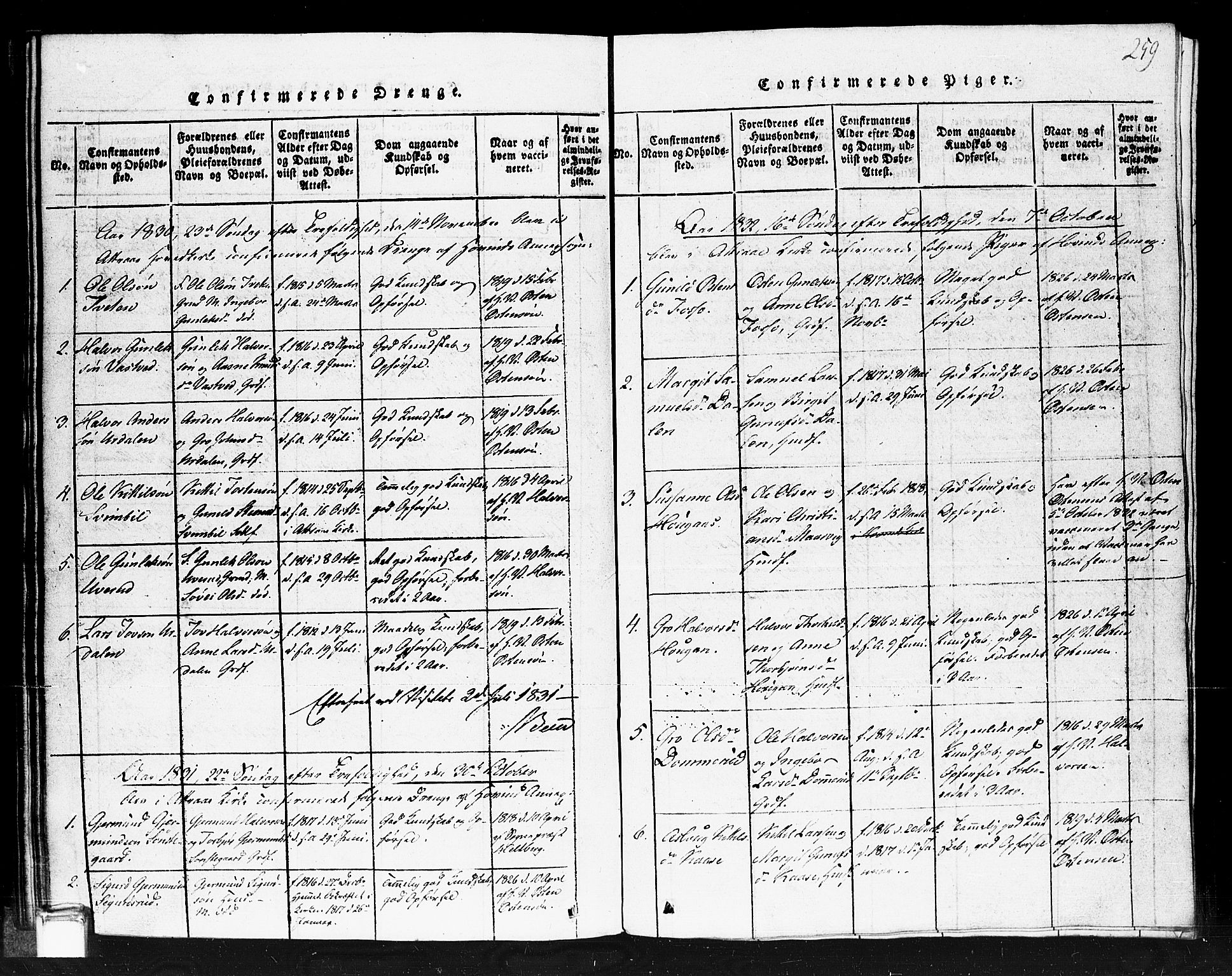 Gransherad kirkebøker, SAKO/A-267/F/Fb/L0002: Parish register (official) no. II 2, 1815-1843, p. 259