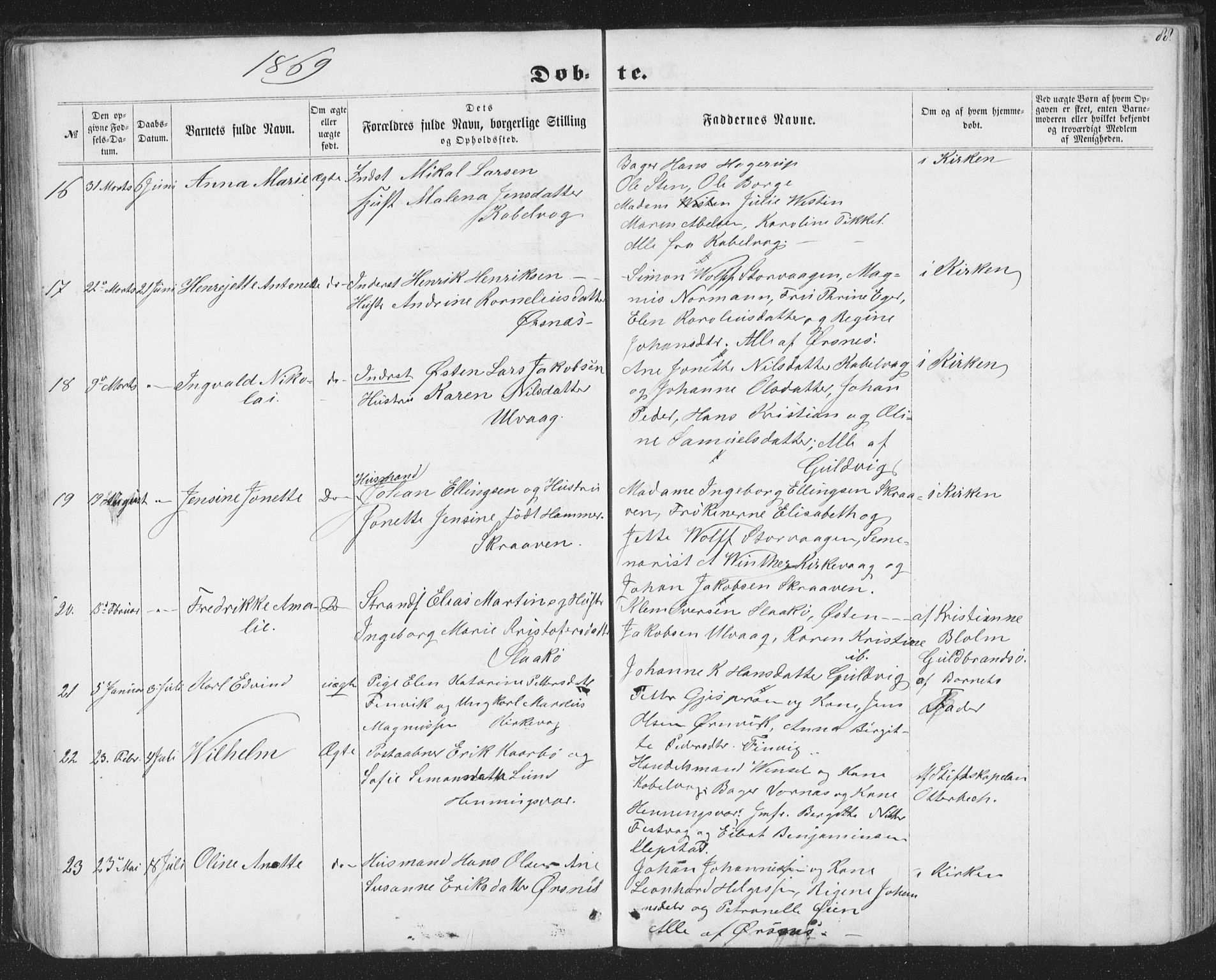 Ministerialprotokoller, klokkerbøker og fødselsregistre - Nordland, AV/SAT-A-1459/874/L1073: Parish register (copy) no. 874C02, 1860-1870, p. 88