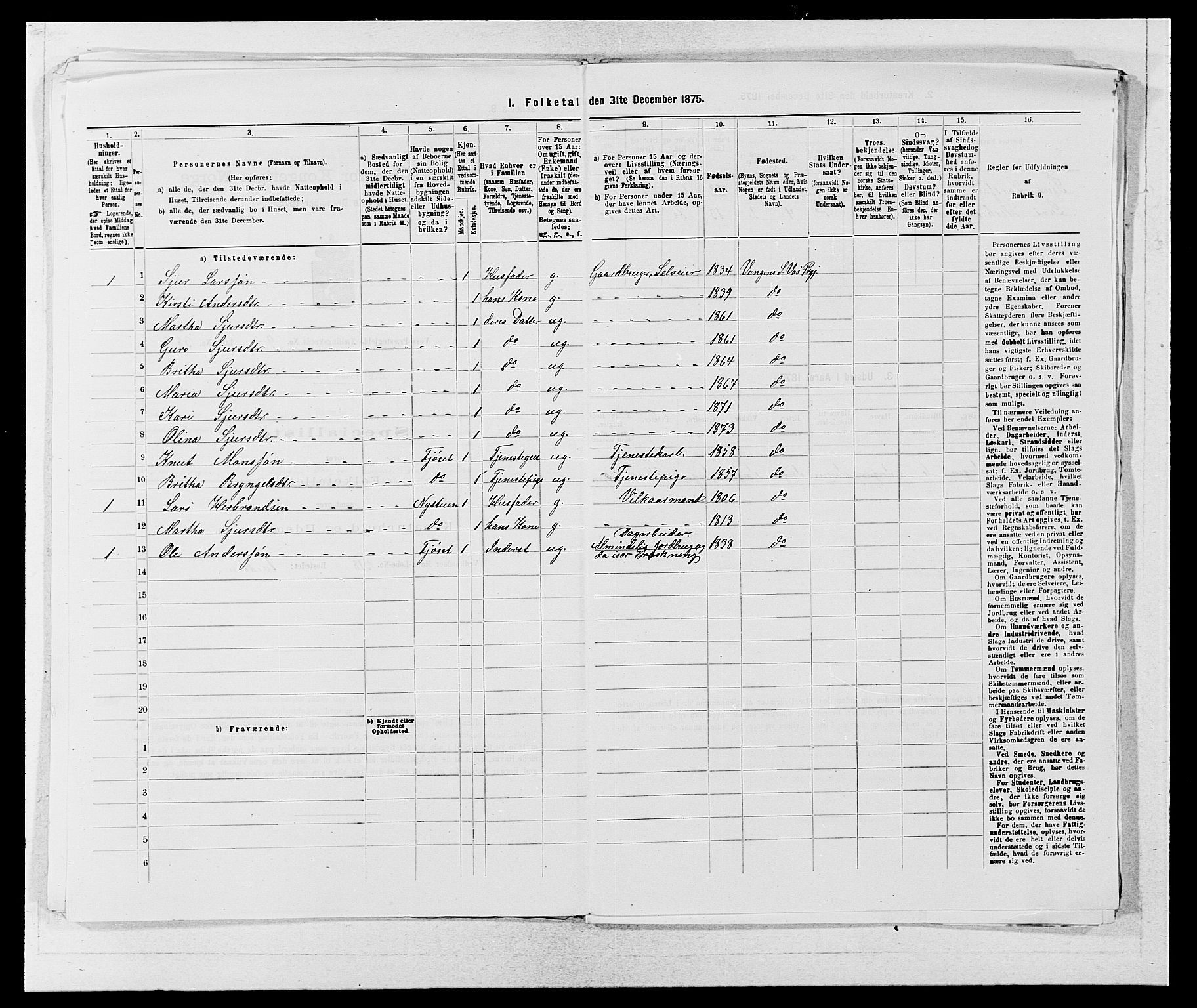 SAB, 1875 census for 1235P Voss, 1875, p. 1122