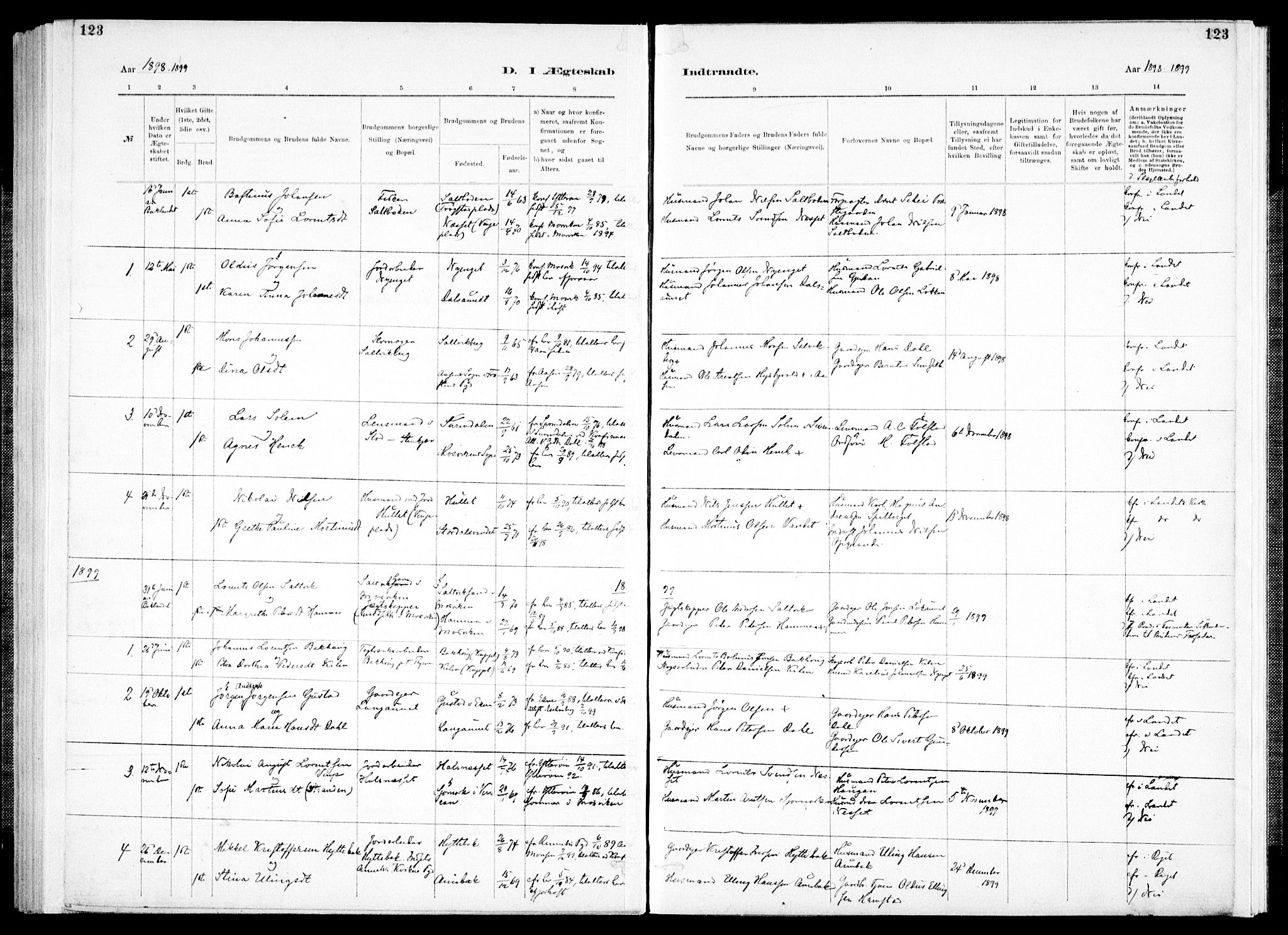 Ministerialprotokoller, klokkerbøker og fødselsregistre - Nord-Trøndelag, SAT/A-1458/733/L0325: Parish register (official) no. 733A04, 1884-1908, p. 123