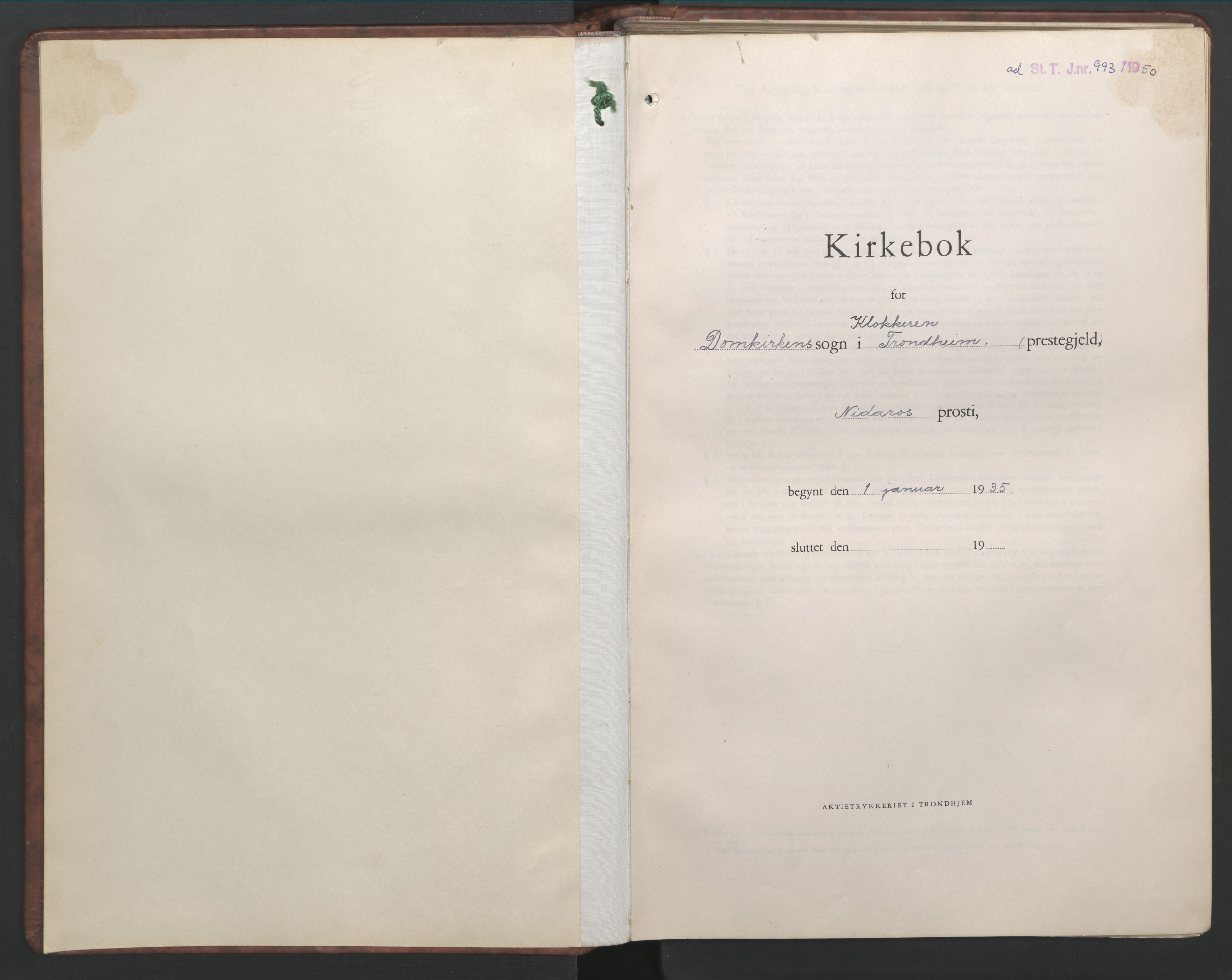 Ministerialprotokoller, klokkerbøker og fødselsregistre - Sør-Trøndelag, SAT/A-1456/601/L0101: Parish register (copy) no. 601C19, 1935-1946
