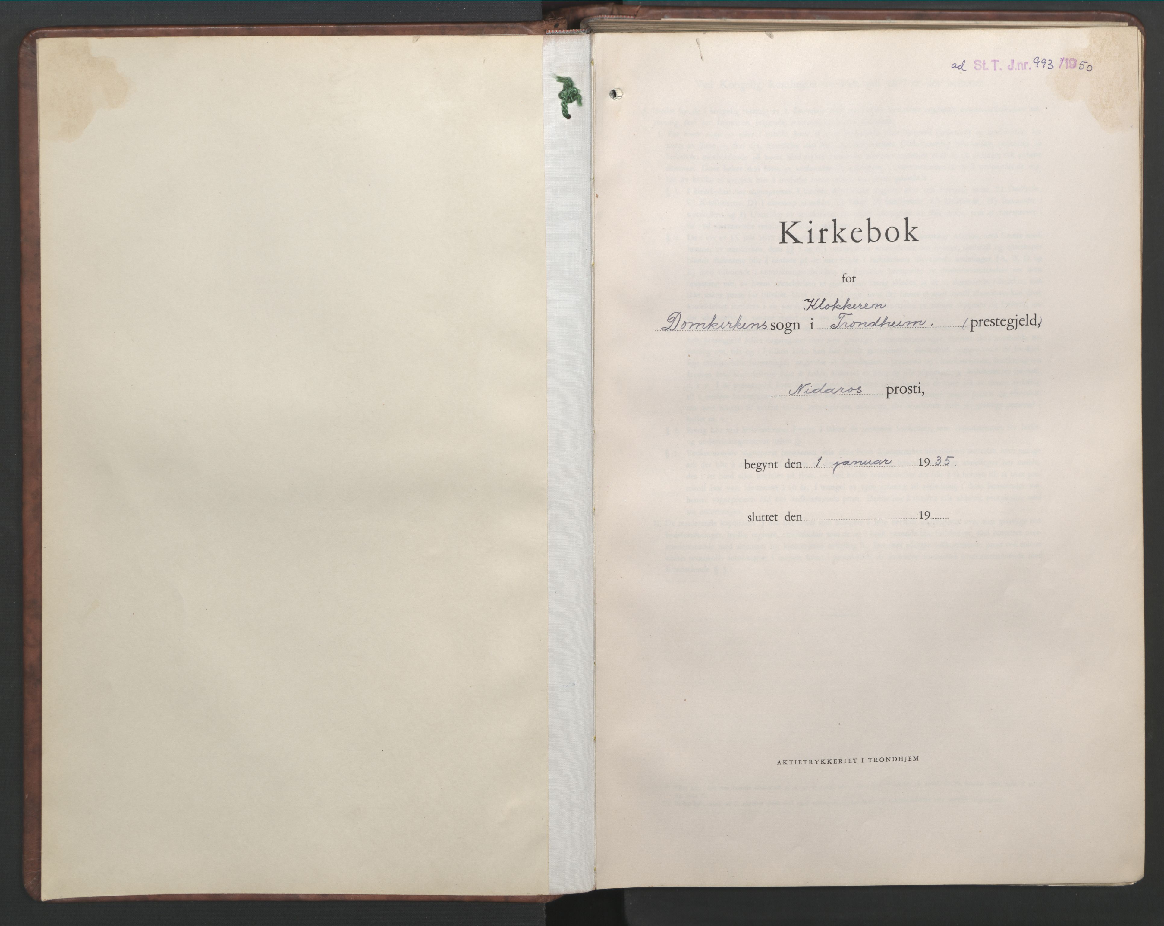 Ministerialprotokoller, klokkerbøker og fødselsregistre - Sør-Trøndelag, AV/SAT-A-1456/601/L0101: Parish register (copy) no. 601C19, 1935-1946