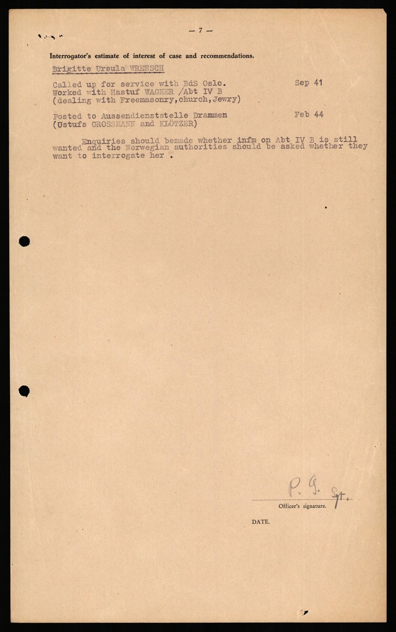 Forsvaret, Forsvarets overkommando II, AV/RA-RAFA-3915/D/Db/L0036: CI Questionaires. Tyske okkupasjonsstyrker i Norge. Tyskere., 1945-1946, p. 497