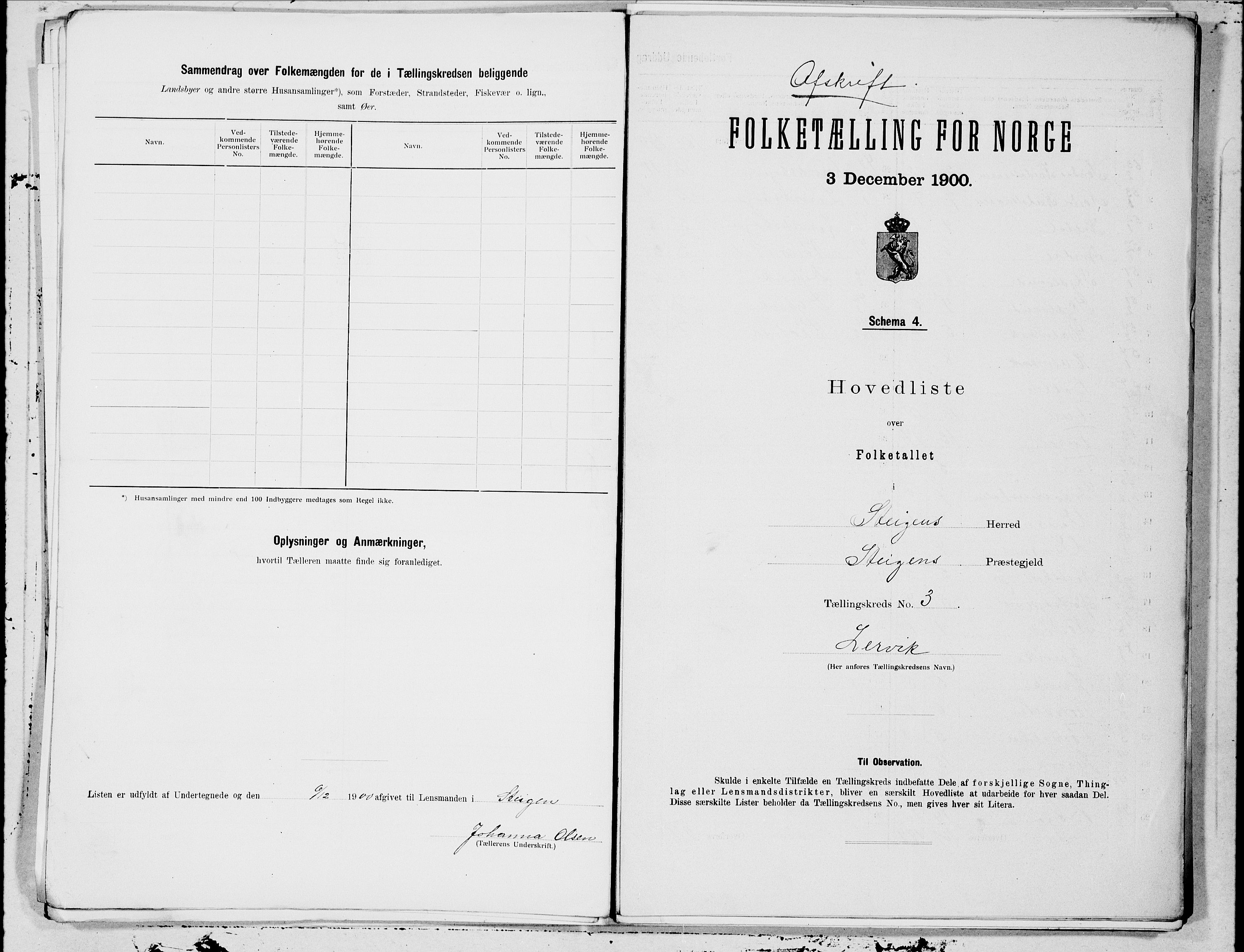 SAT, 1900 census for Steigen, 1900, p. 6