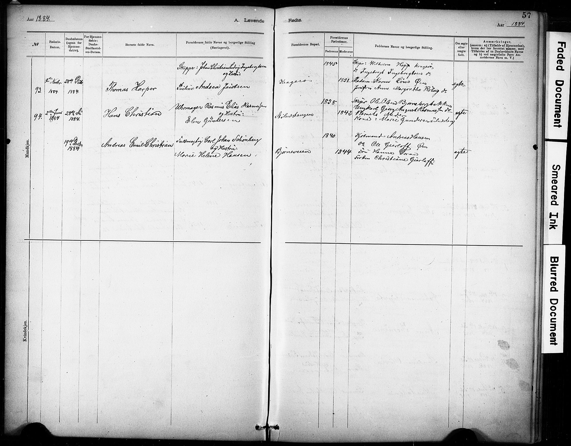 Kragerø kirkebøker, AV/SAKO-A-278/G/Ga/L0007: Parish register (copy) no. 7, 1881-1927, p. 57