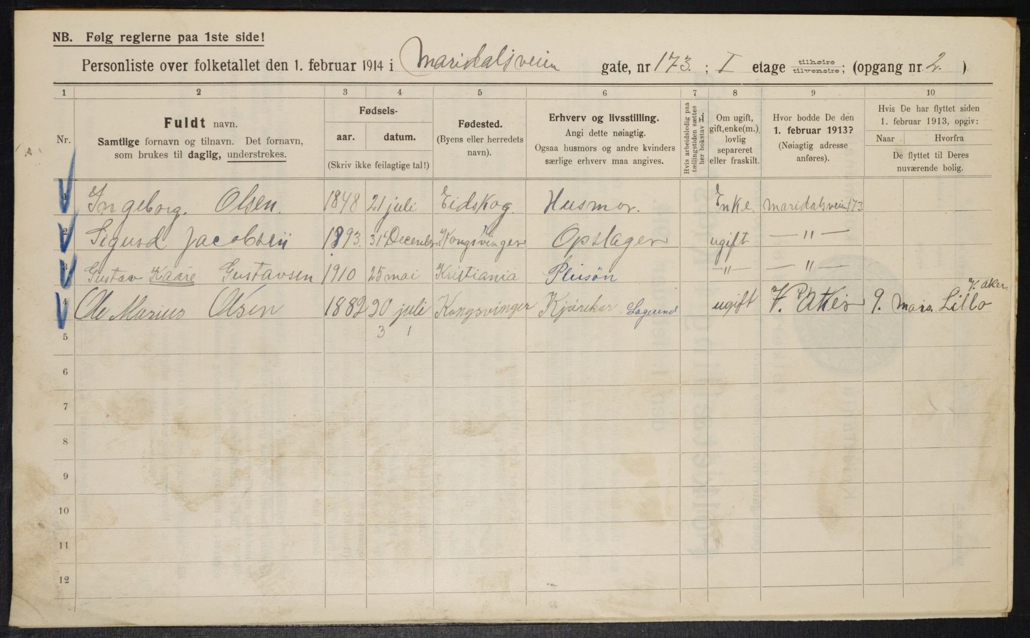 OBA, Municipal Census 1914 for Kristiania, 1914, p. 62269