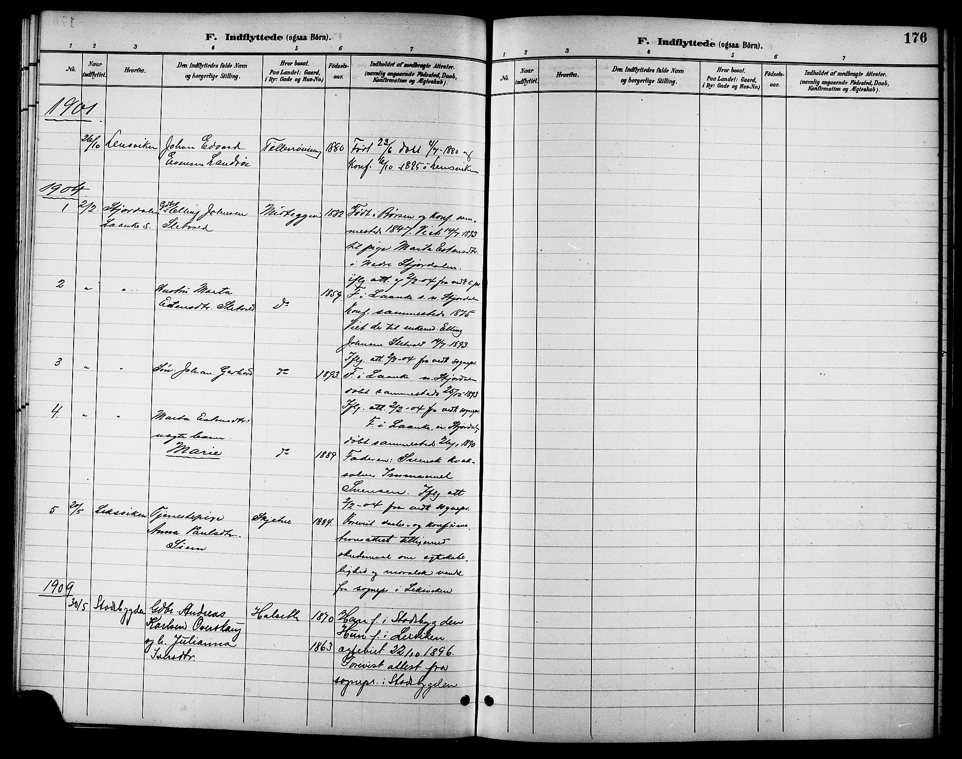 Ministerialprotokoller, klokkerbøker og fødselsregistre - Sør-Trøndelag, SAT/A-1456/621/L0460: Parish register (copy) no. 621C03, 1896-1914, p. 176