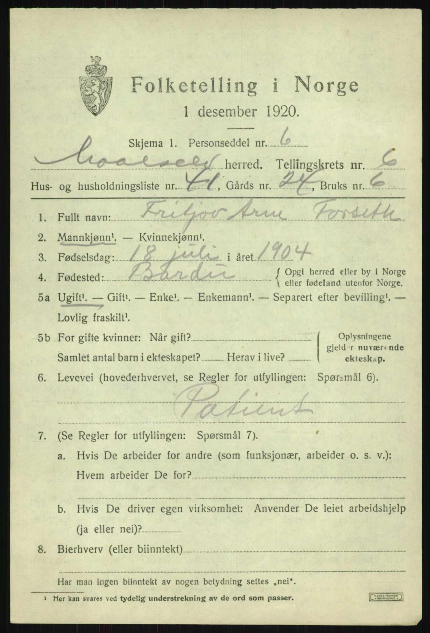 SATØ, 1920 census for Målselv, 1920, p. 4159