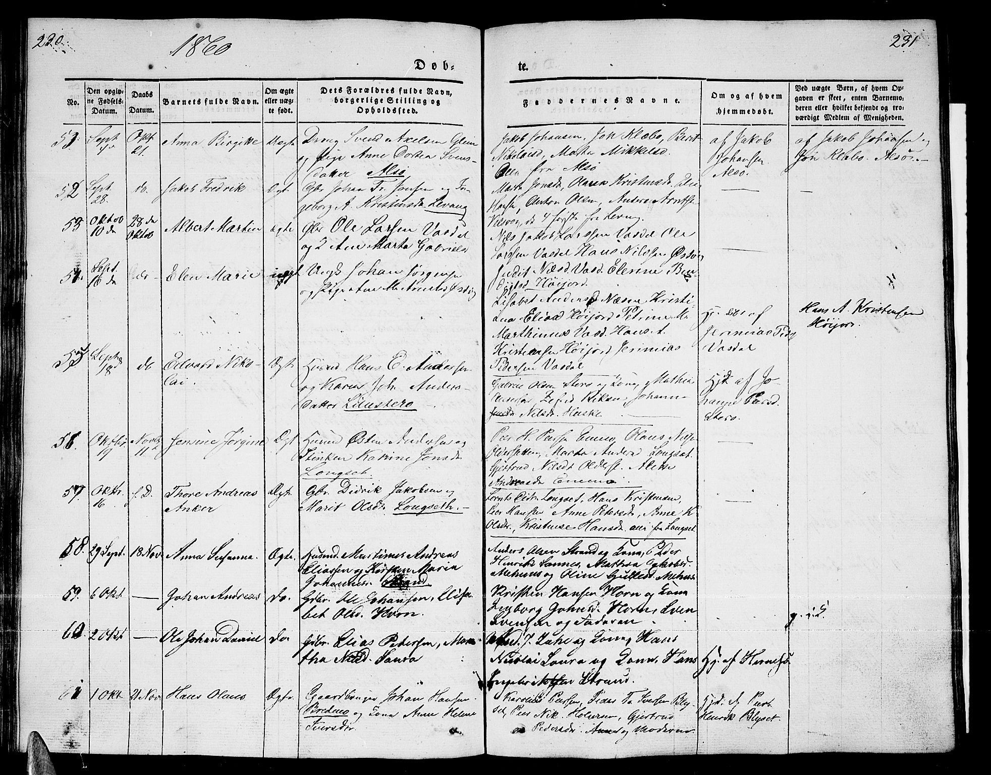 Ministerialprotokoller, klokkerbøker og fødselsregistre - Nordland, AV/SAT-A-1459/838/L0555: Parish register (copy) no. 838C02, 1842-1861, p. 230-231