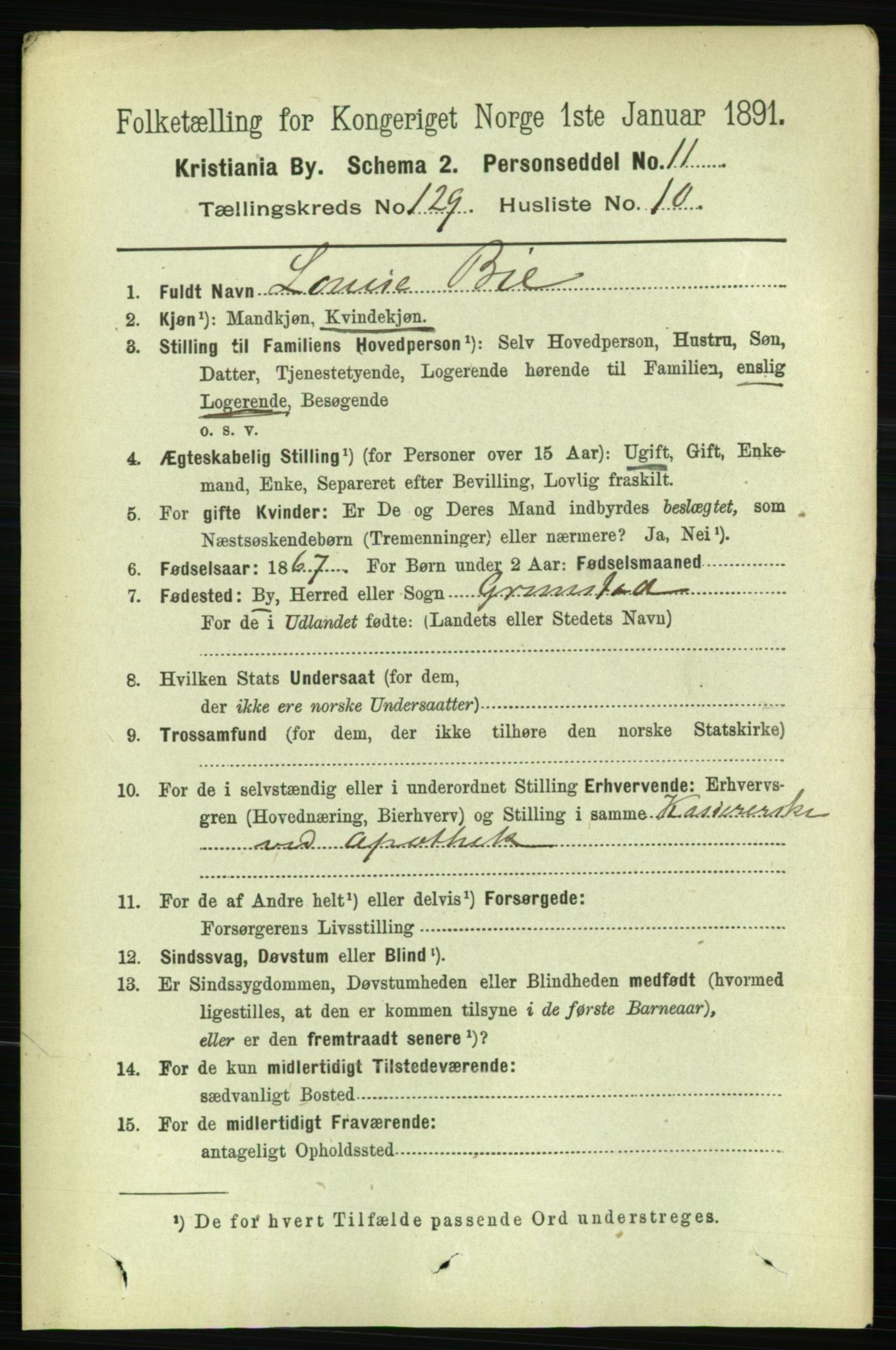 RA, 1891 census for 0301 Kristiania, 1891, p. 69447