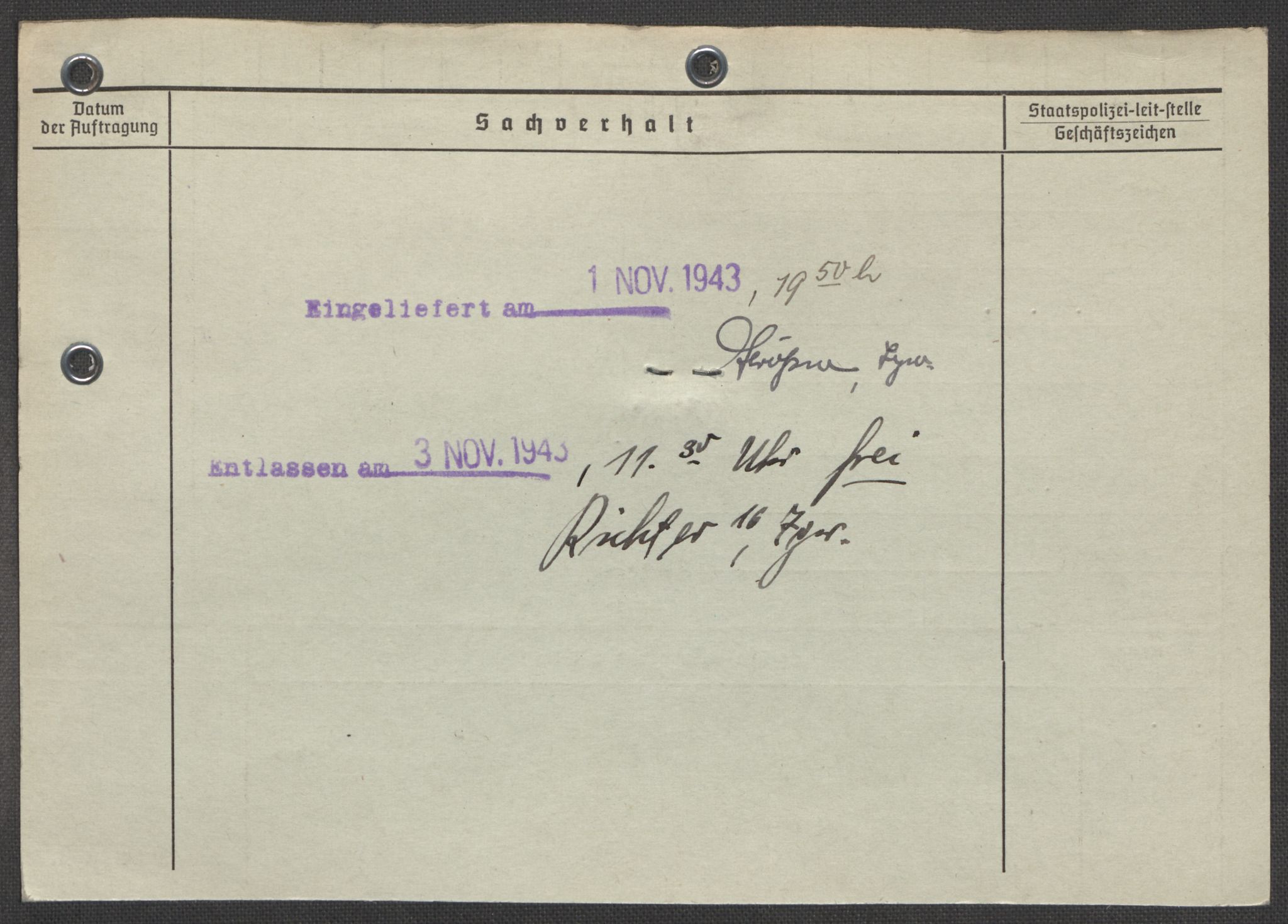 Befehlshaber der Sicherheitspolizei und des SD, AV/RA-RAFA-5969/E/Ea/Eaa/L0010: Register over norske fanger i Møllergata 19: Sø-Å, 1940-1945, p. 1425