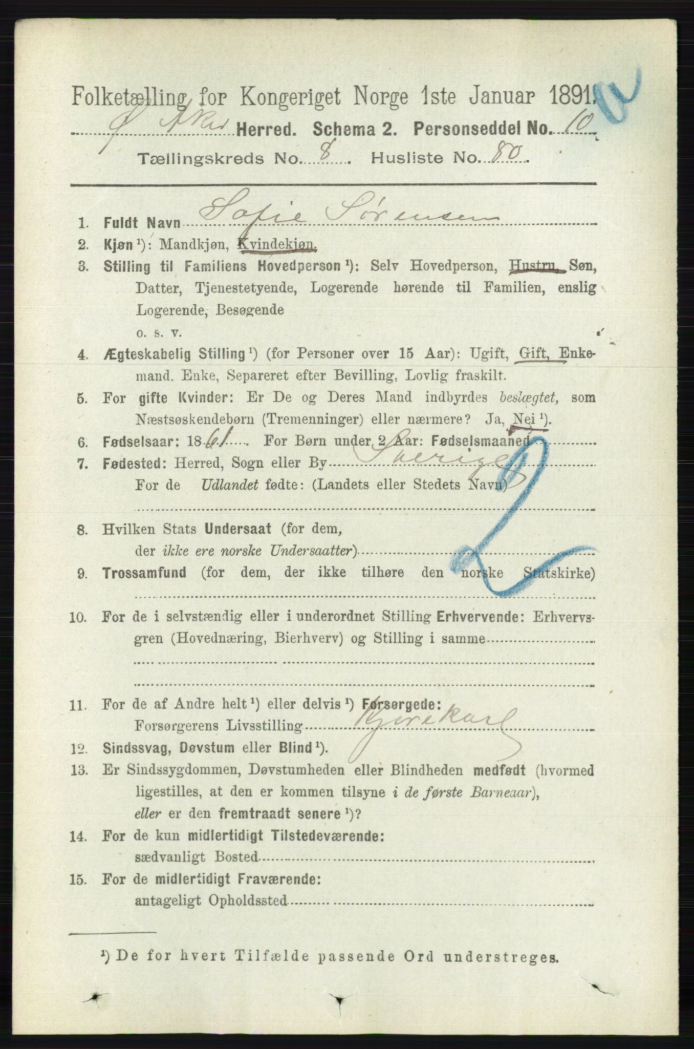 RA, 1891 census for 0218 Aker, 1891, p. 7916