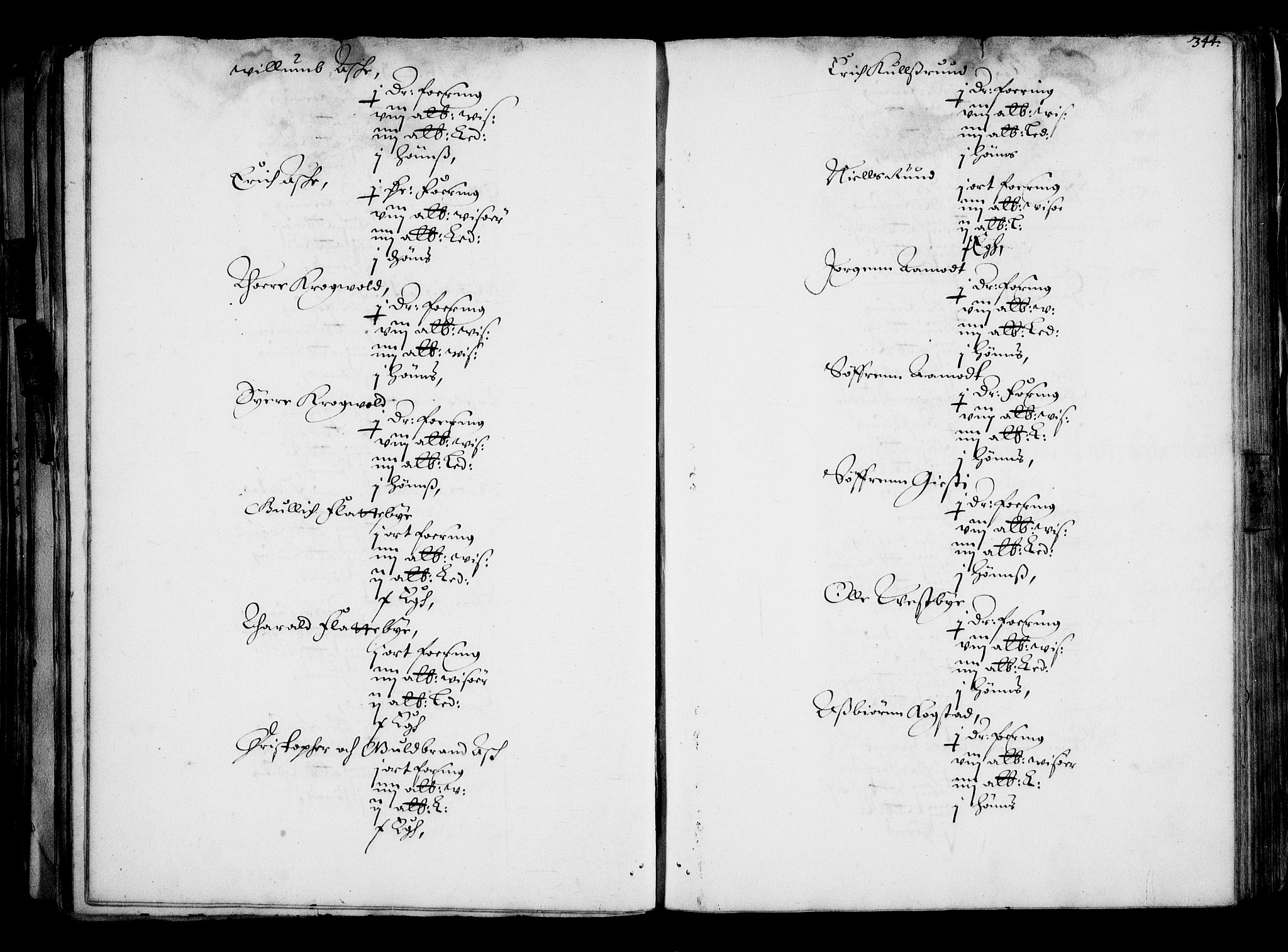 Rentekammeret inntil 1814, Realistisk ordnet avdeling, AV/RA-EA-4070/N/Na/L0001: [XI f]: Akershus stifts jordebok, 1652, p. 343b-344a