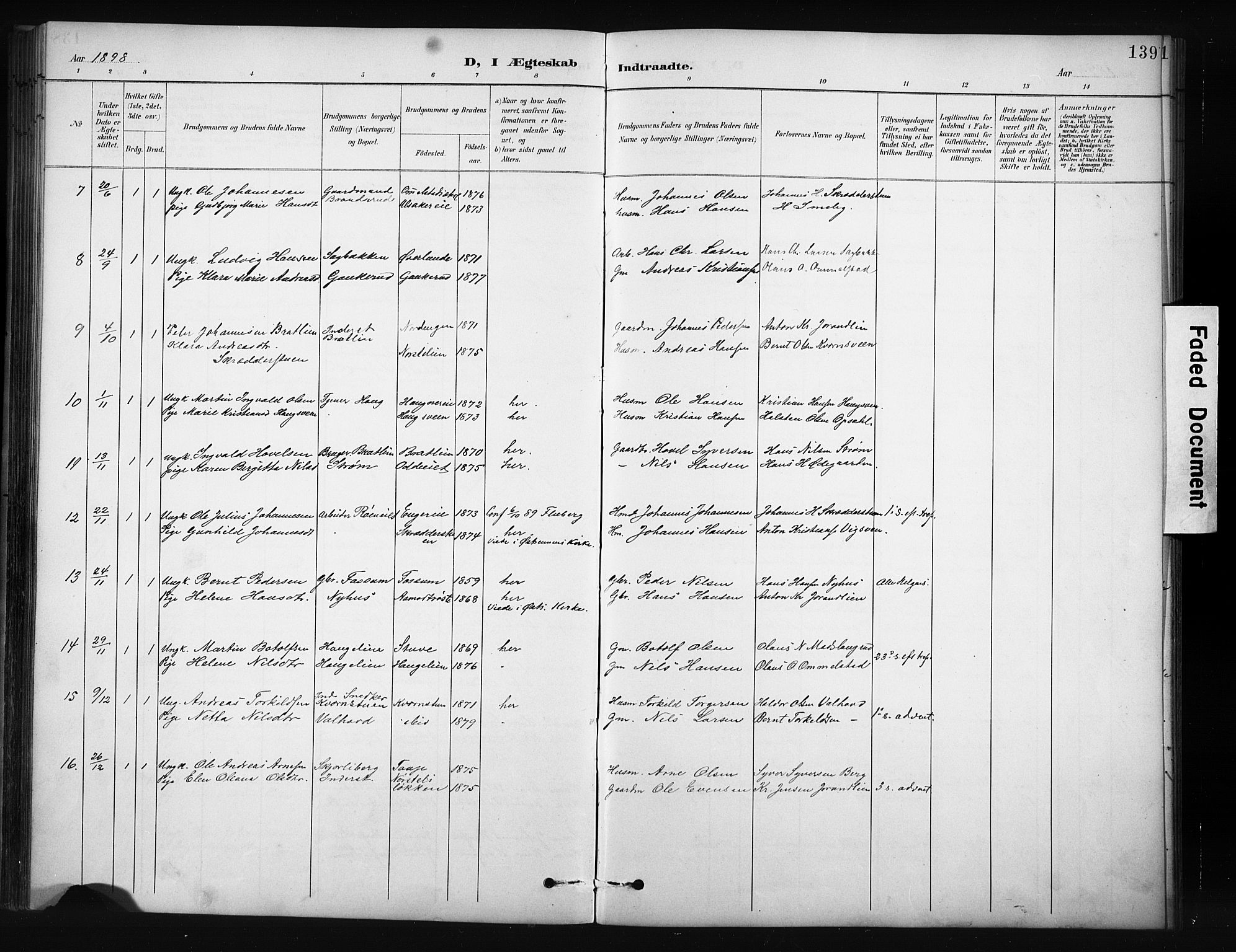 Nordre Land prestekontor, SAH/PREST-124/H/Ha/Hab/L0012: Parish register (copy) no. 12, 1891-1909, p. 139