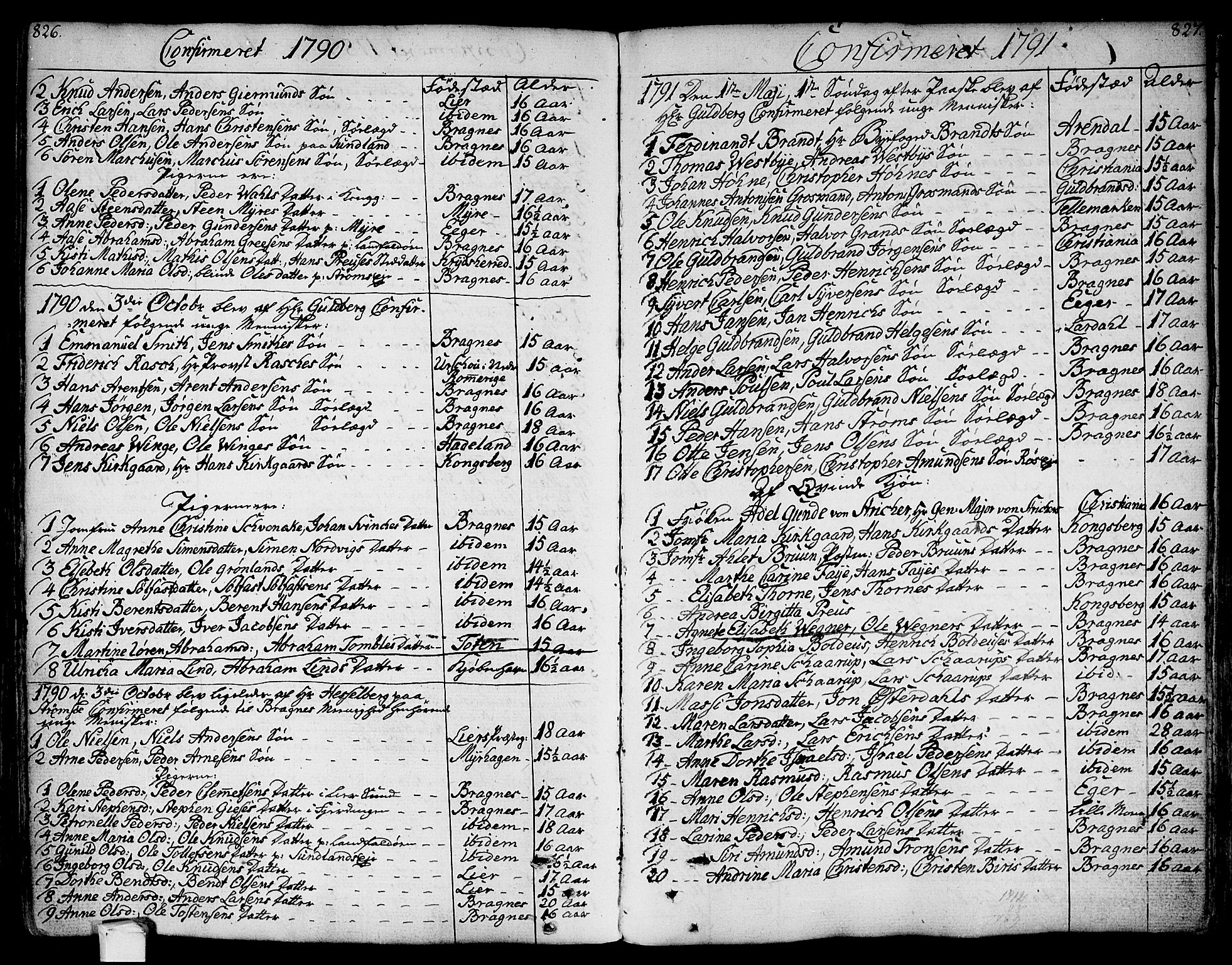 Bragernes kirkebøker, AV/SAKO-A-6/F/Fa/L0006a: Parish register (official) no. I 6, 1782-1814, p. 826-827