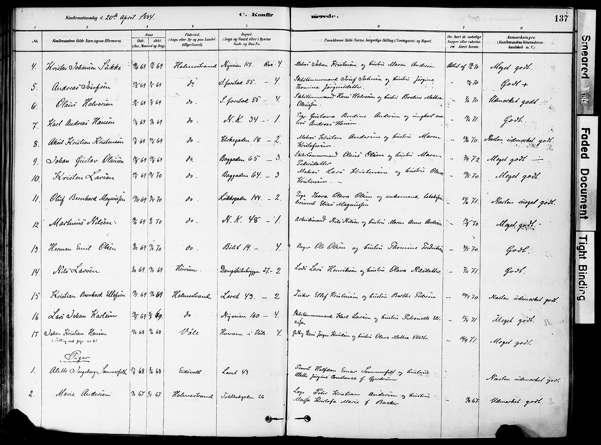 Holmestrand kirkebøker, AV/SAKO-A-346/F/Fa/L0004: Parish register (official) no. 4, 1880-1901, p. 137