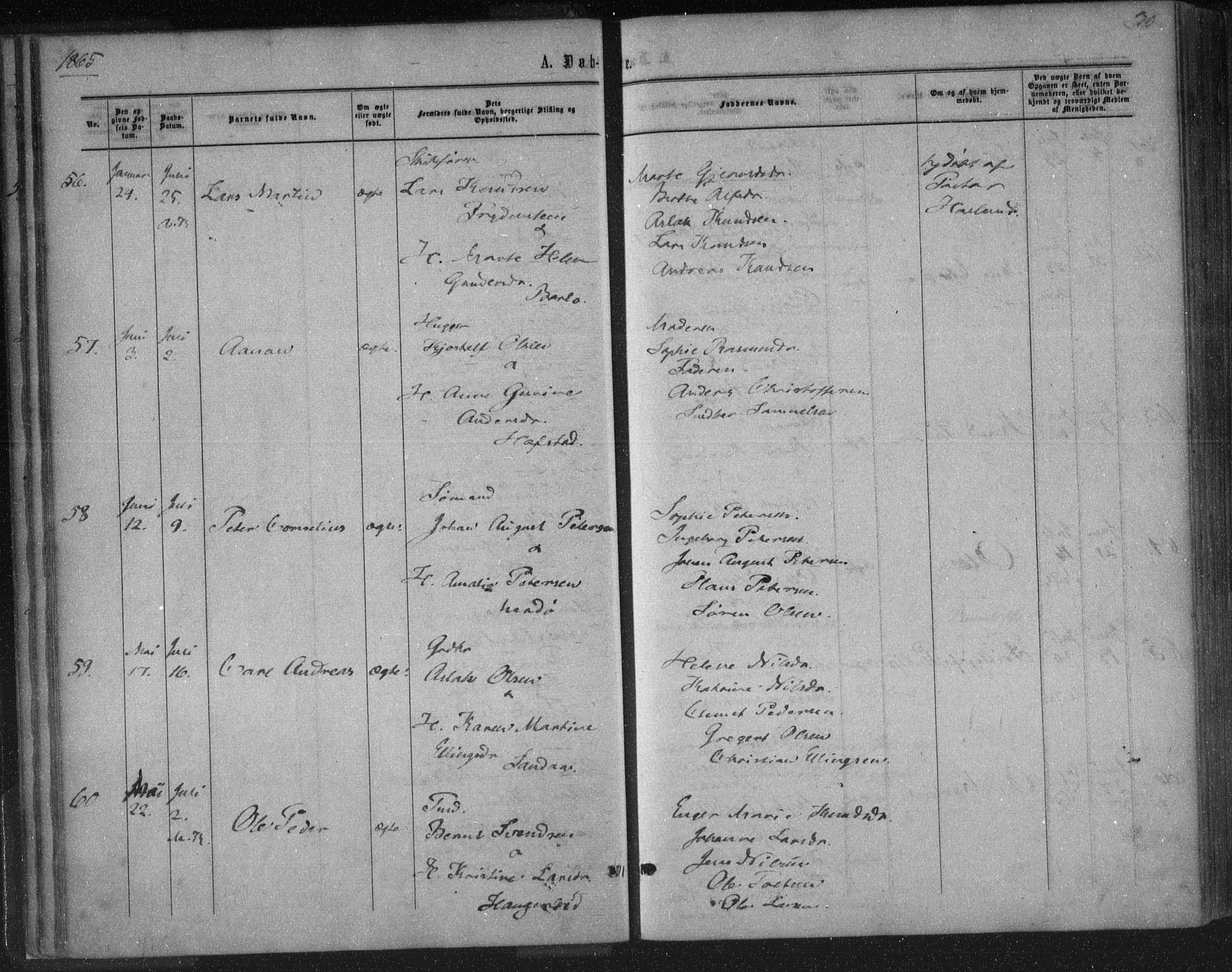 Tromøy sokneprestkontor, AV/SAK-1111-0041/F/Fa/L0007: Parish register (official) no. A 7, 1864-1869, p. 30