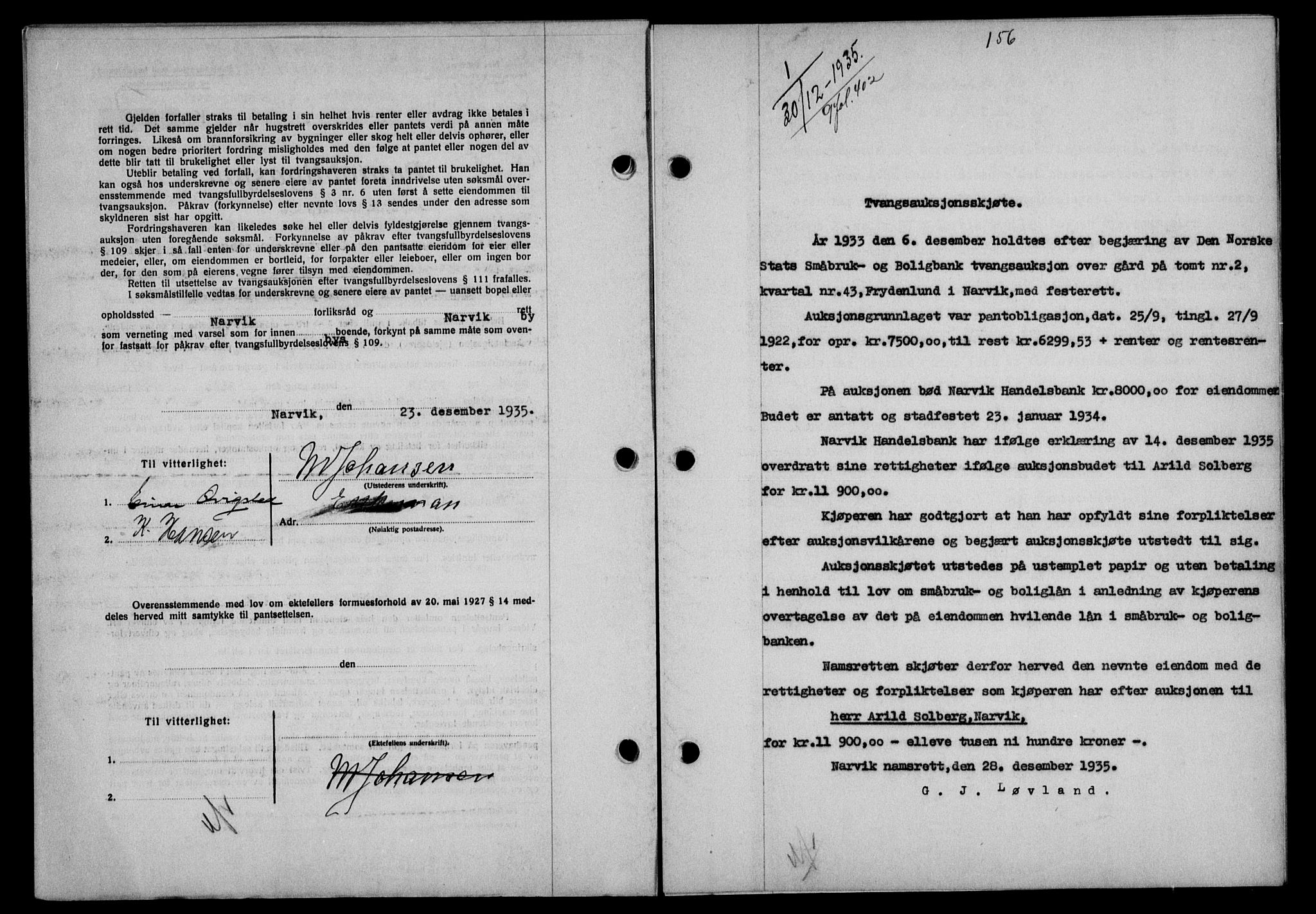 Narvik sorenskriveri, SAT/A-0002/1/2/2C/2Ca/L0011: Mortgage book no. 14, 1935-1937, Deed date: 30.12.1935