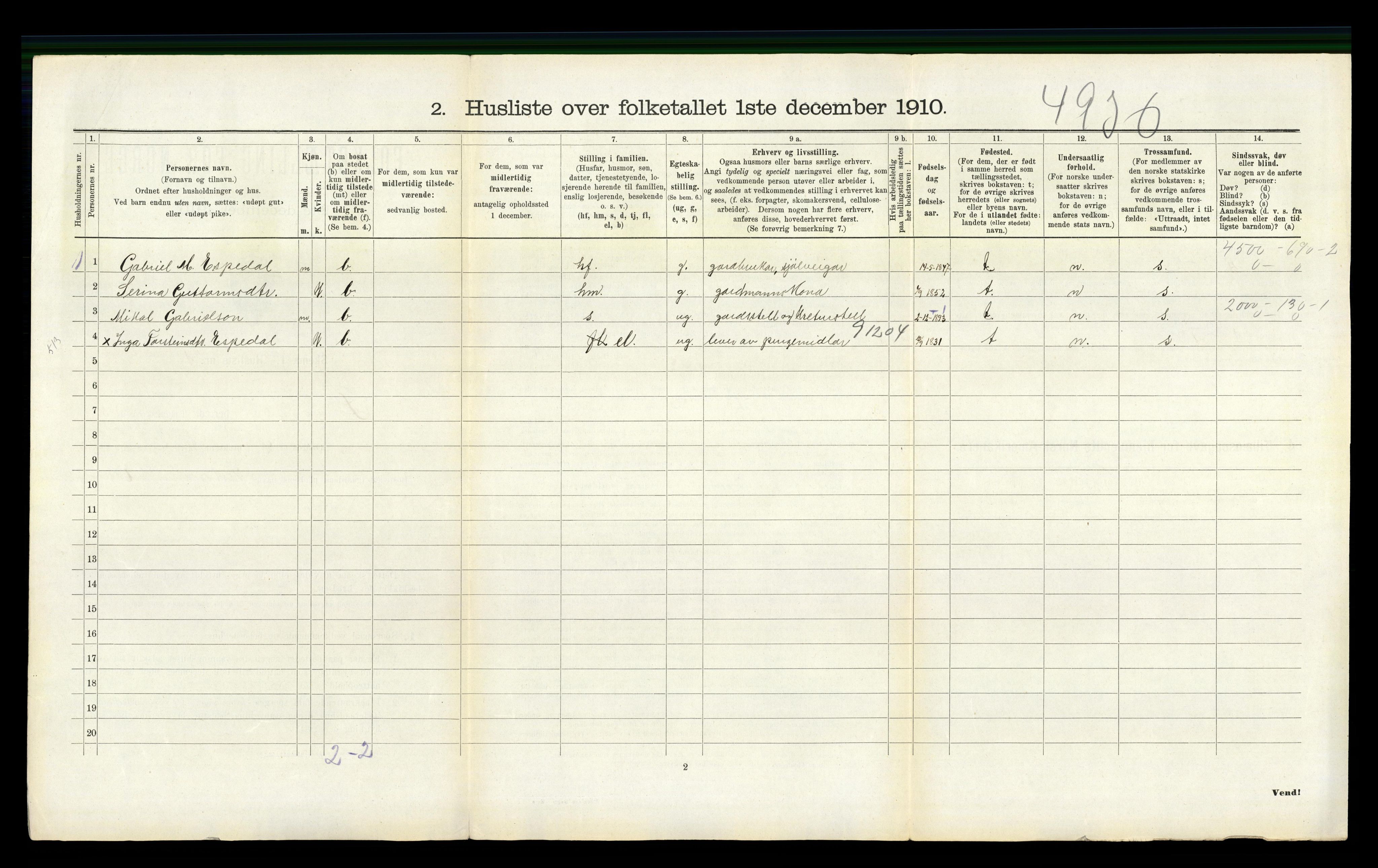 RA, 1910 census for Forsand, 1910, p. 376