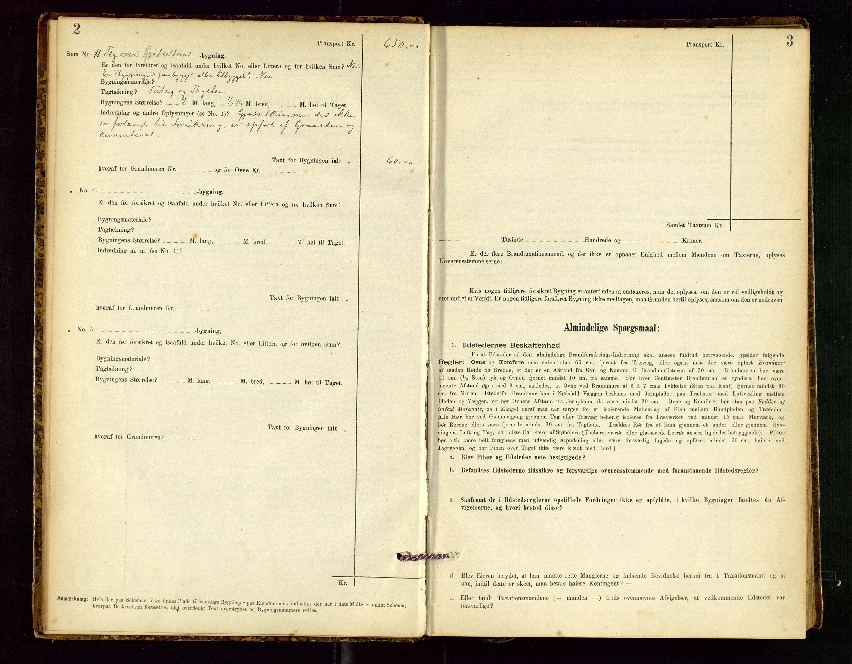 Finnøy lensmannskontor, SAST/A-100442/Goa/L0003: Branntakstprotokoll - skjemaprotokoll, 1896-1954, p. 2-3