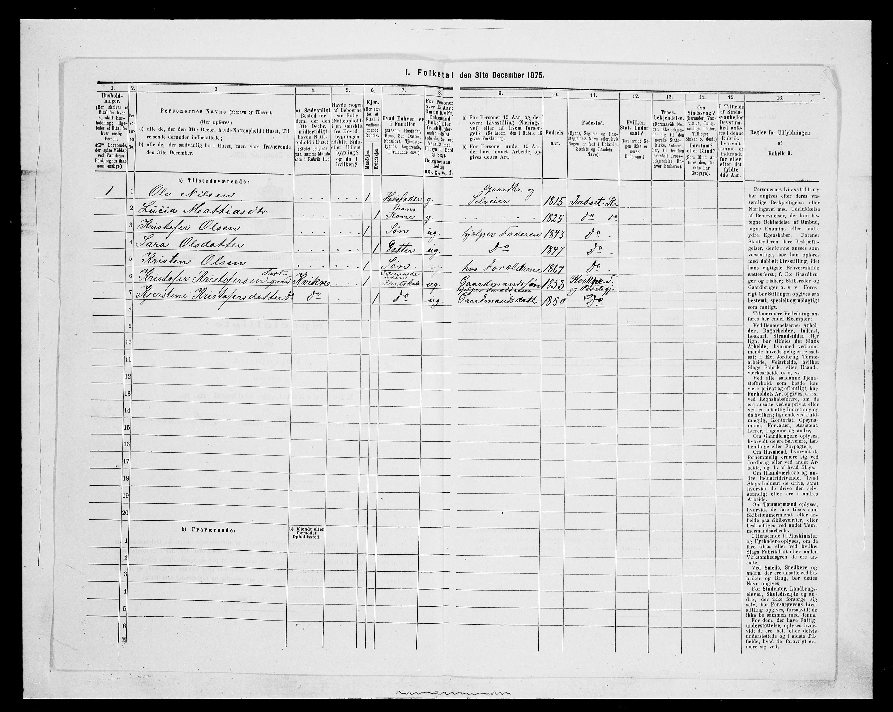 SAH, 1875 census for 0440P Kvikne, 1875, p. 340