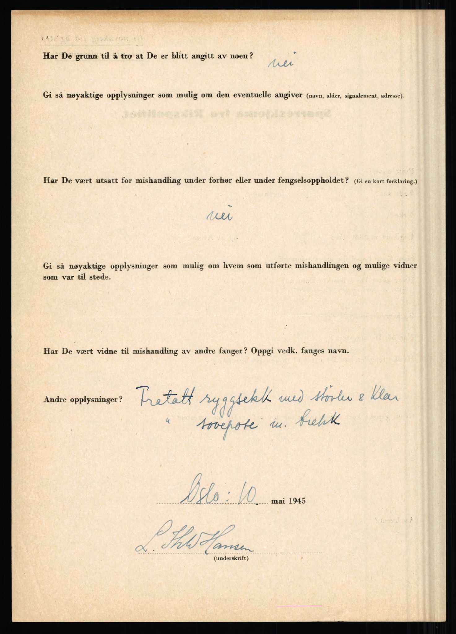 Rikspolitisjefen, AV/RA-S-1560/L/L0006: Hansen, Adolf Boye - Hemstad, Gunnar, 1940-1945, p. 365