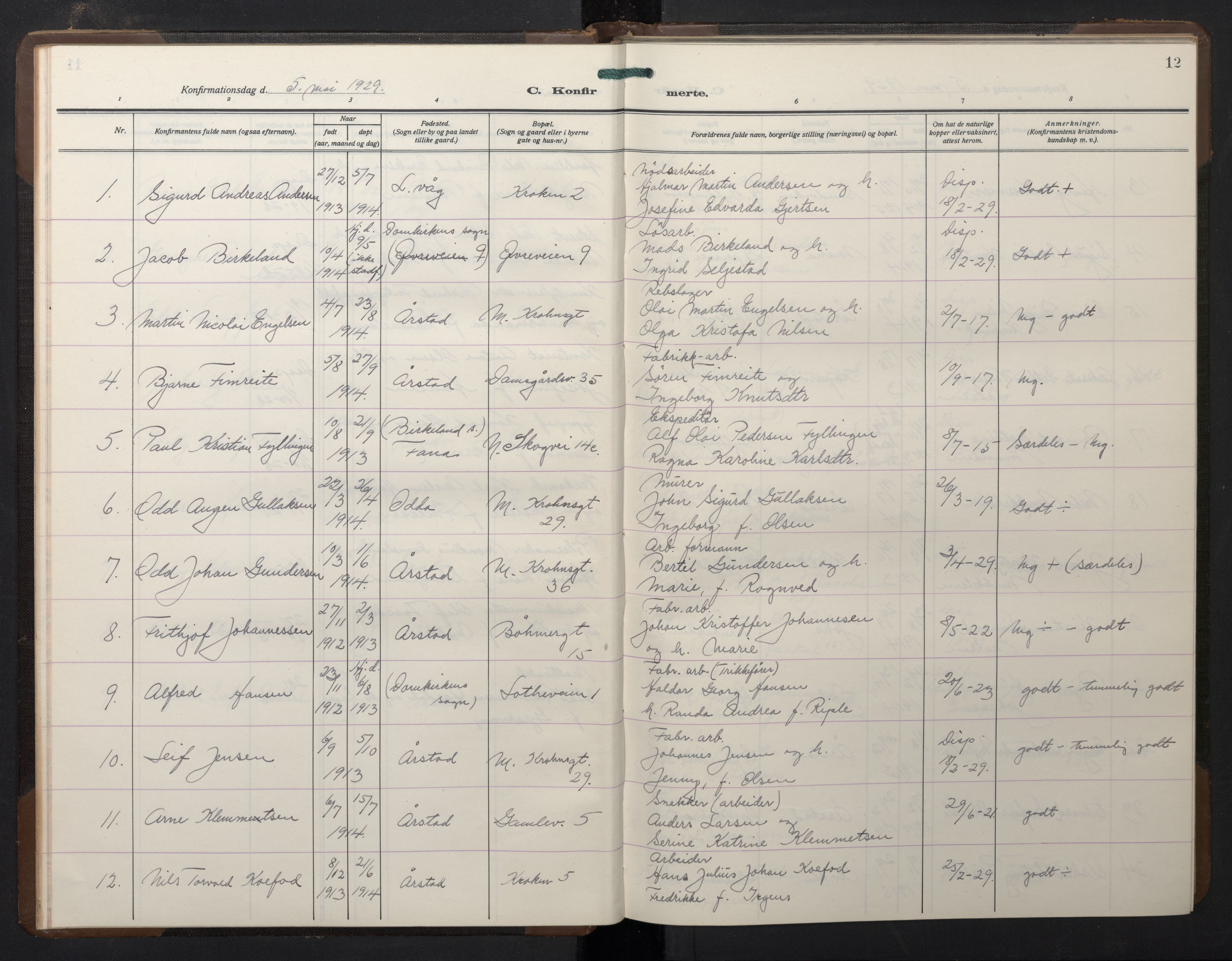 St. Markus sokneprestembete, SAB/A-99935: Parish register (copy) no. B 1, 1928-1941, p. 11b-12a
