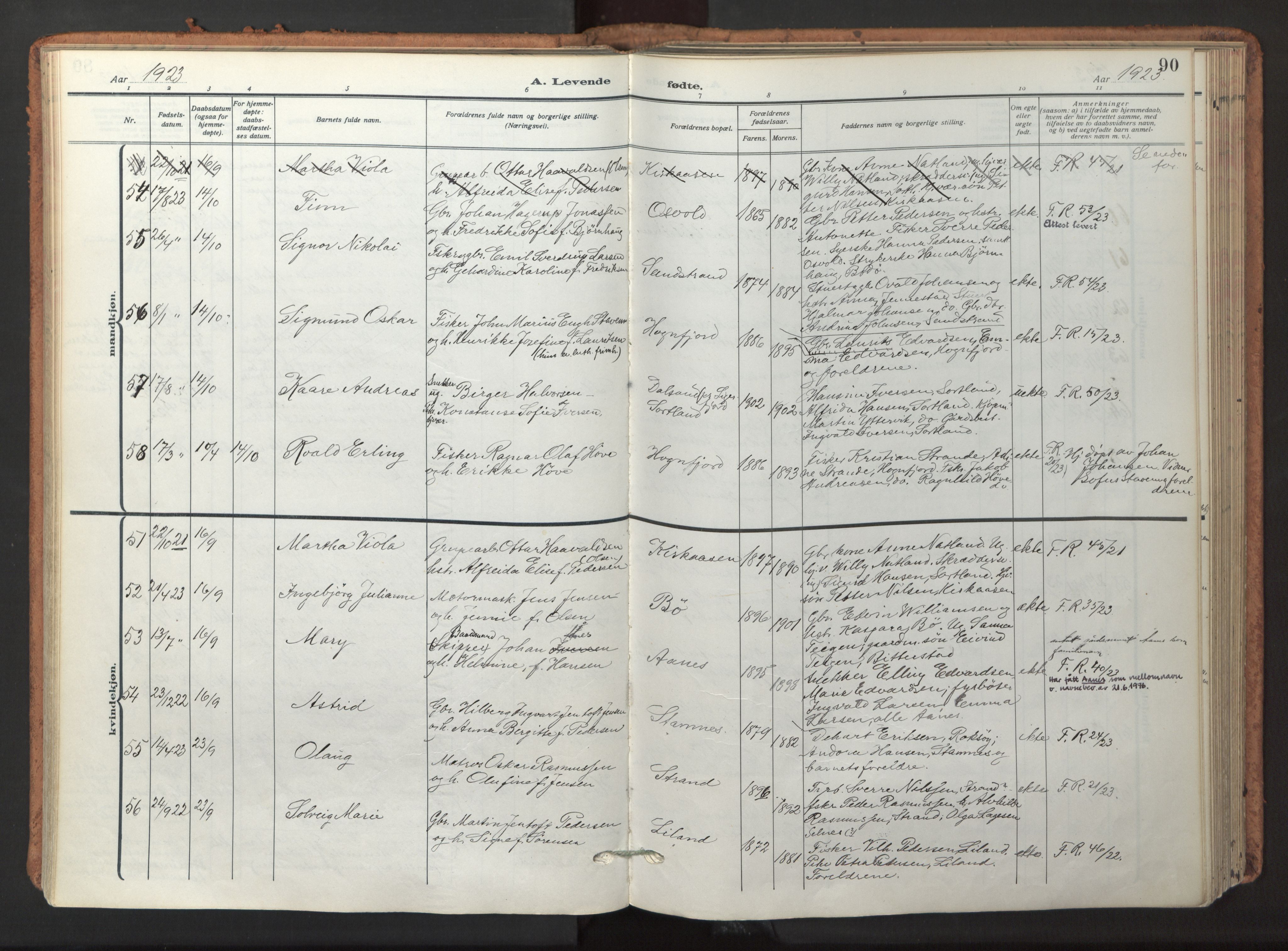 Ministerialprotokoller, klokkerbøker og fødselsregistre - Nordland, SAT/A-1459/895/L1374: Parish register (official) no. 895A09, 1915-1925, p. 90